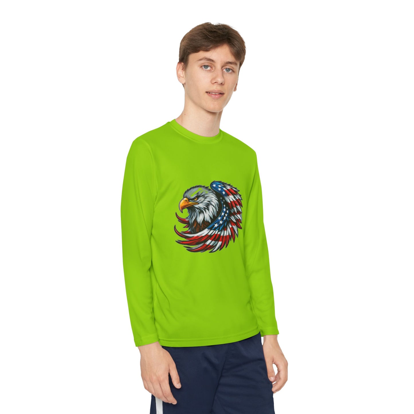 Youth Long Sleeve Tee - Patriotic Eagle & Fun Dog Design, USA Flag Apparel for Independence Day, Gifts for Kids, Casual Wear, Cool Tee
