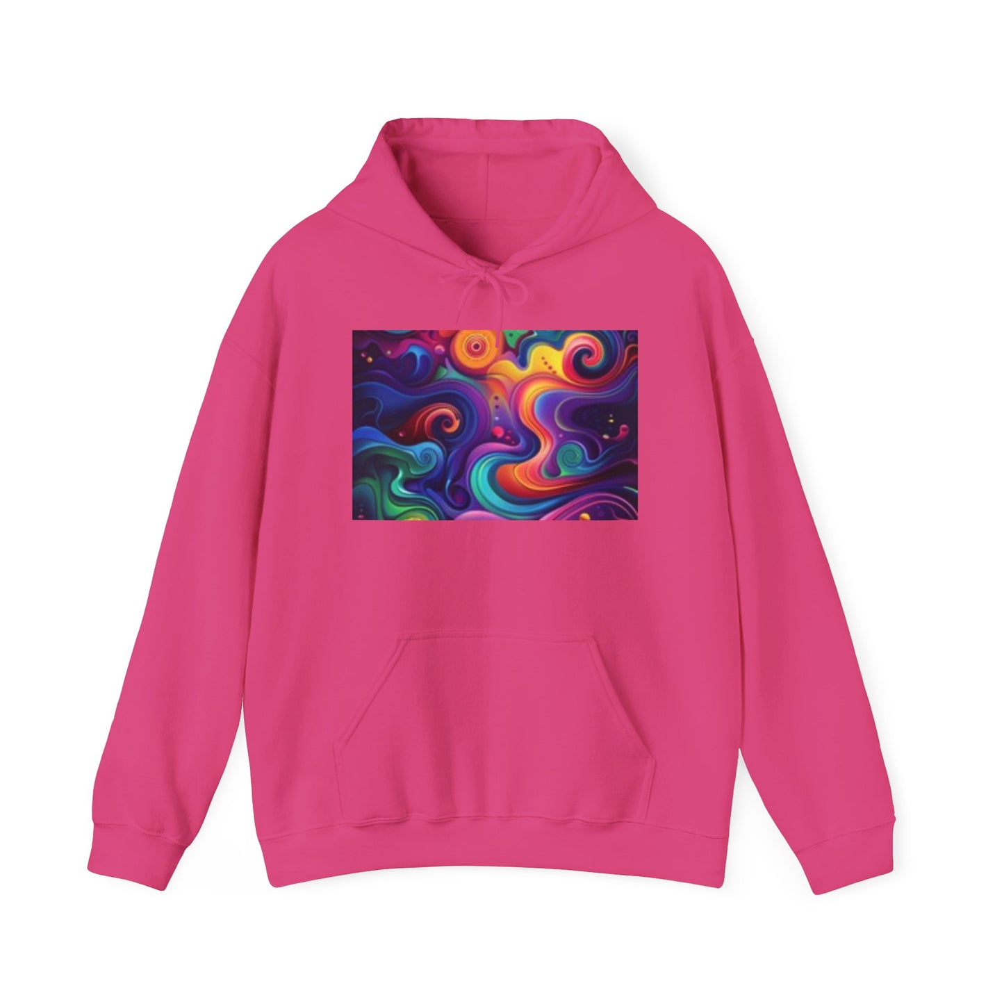 Sudadera con capucha unisex artística: diseño abstracto colorido y lunar