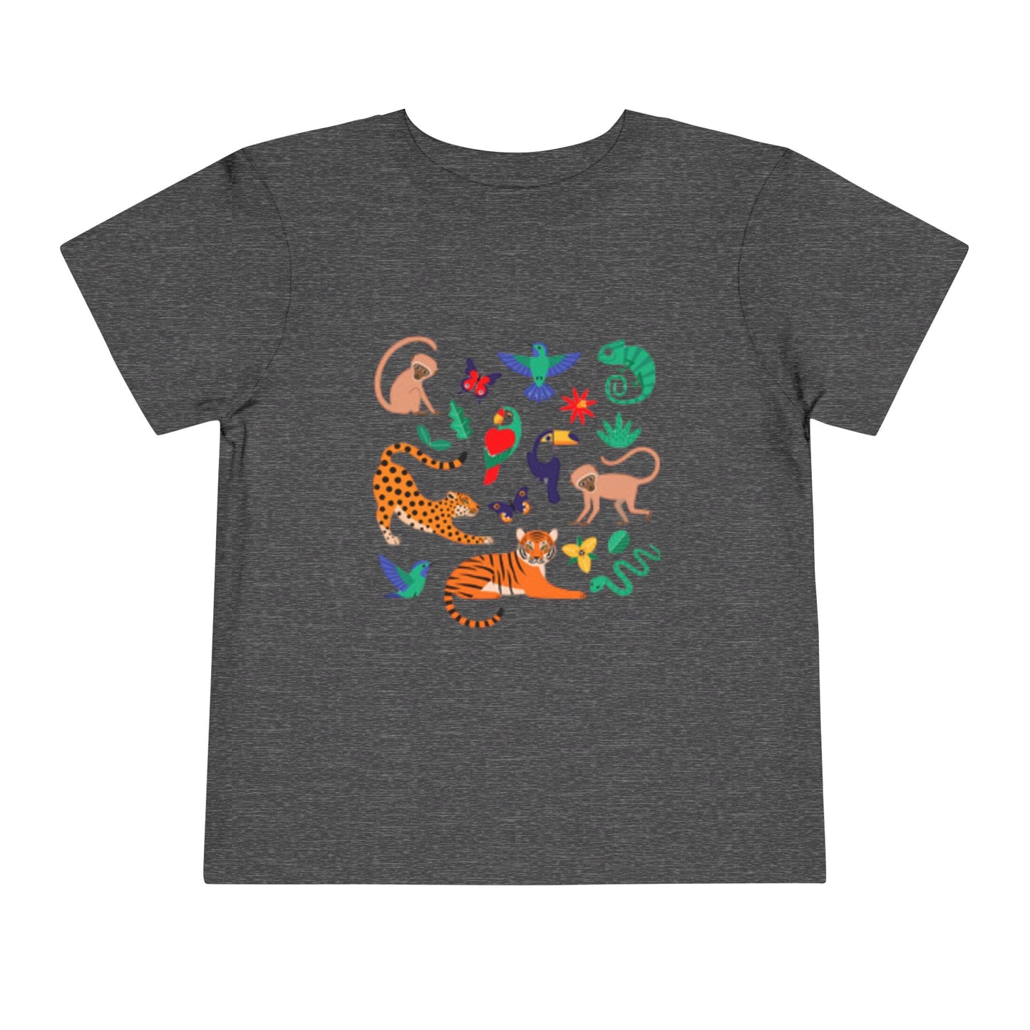Camiseta de manga corta para niño pequeño con estampado animal "Wildlife Adventure" - Divertida camiseta negra