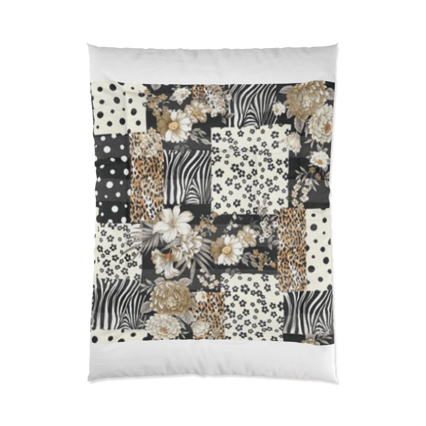 Edredón bohemio de patchwork floral: decoración acogedora para el dormitorio