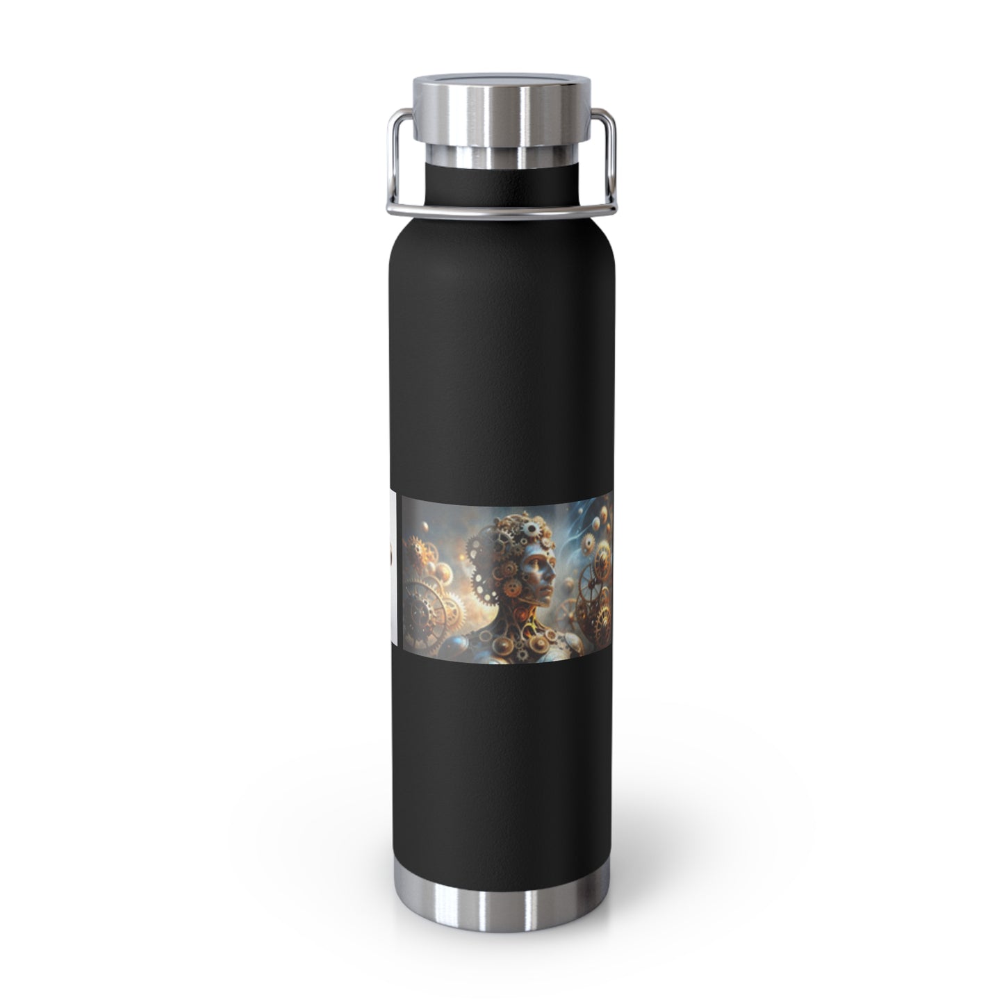 Botella de cobre con aislamiento al vacío, 22 oz, diseño de calavera de mujer y gato
