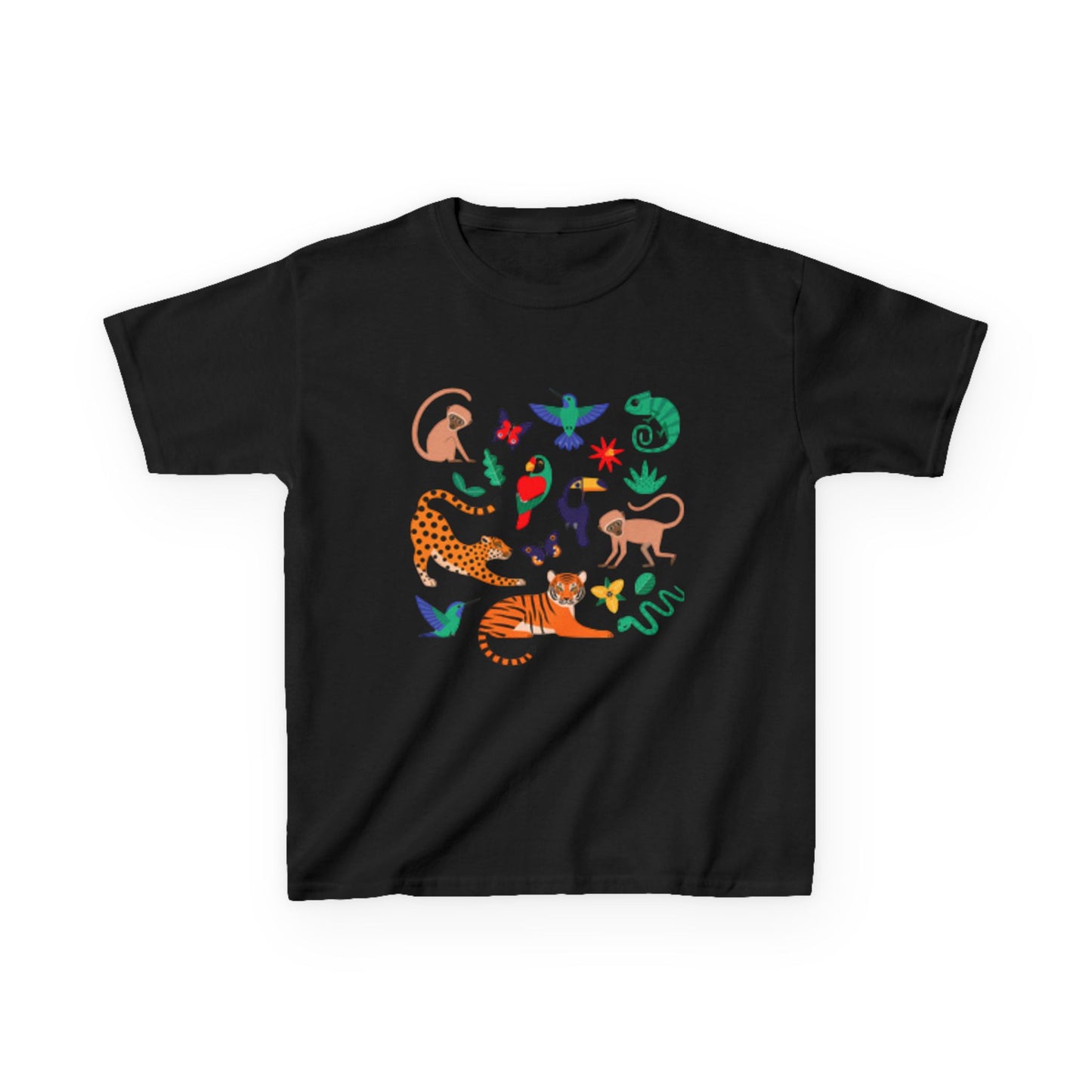 Camiseta infantil de aventura en la jungla: divertida camiseta de algodón con estampado animal