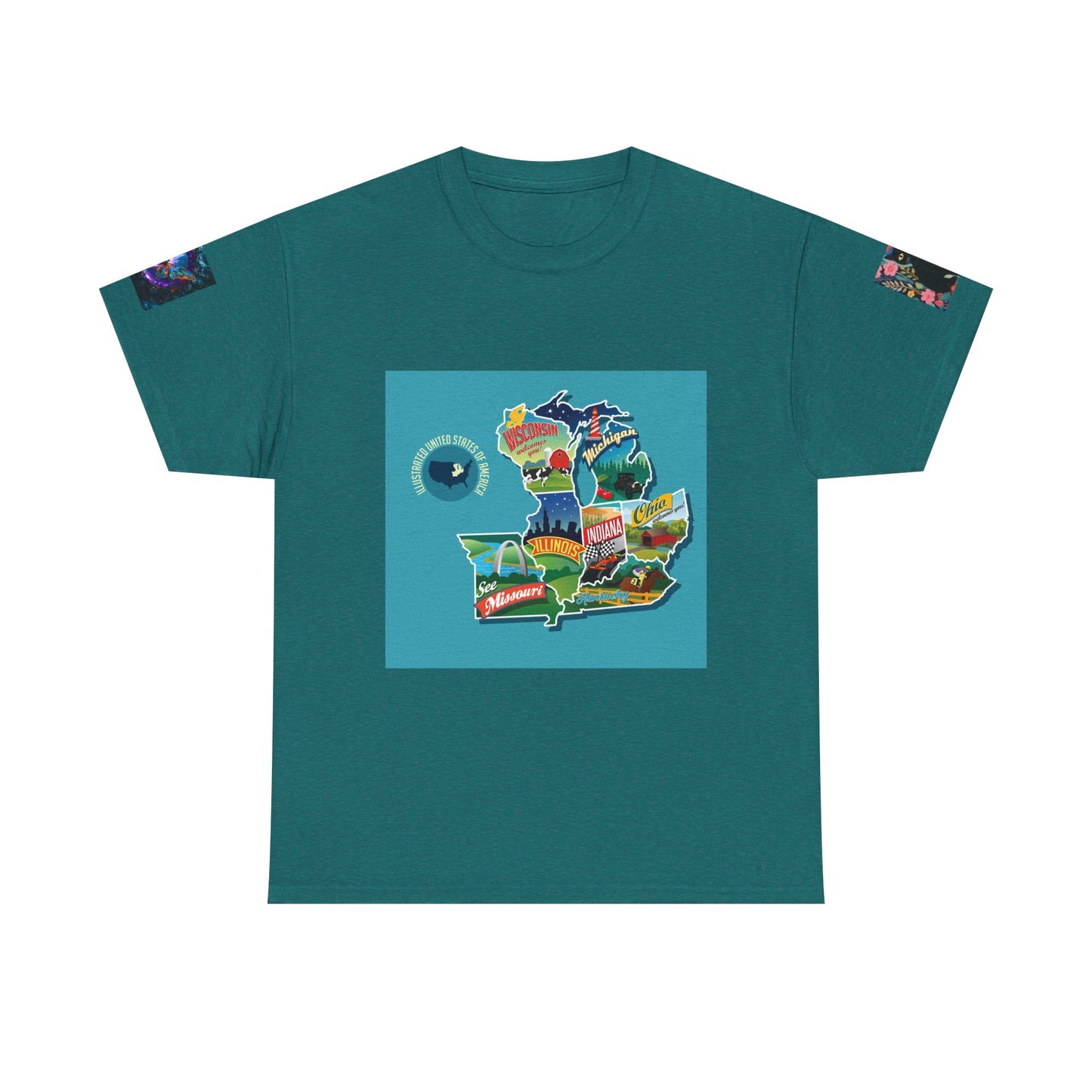Happy Vibes Unisex Heavy Cotton T-shirt – Retro Sunshine & Map Designs
