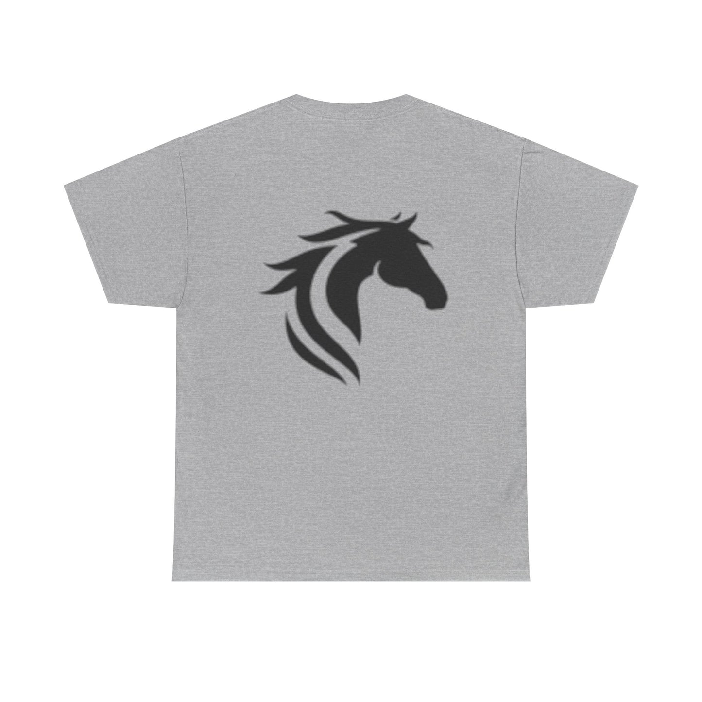 Camiseta unisex de algodón grueso con caballos al galope: ideal para amantes de la equitación.