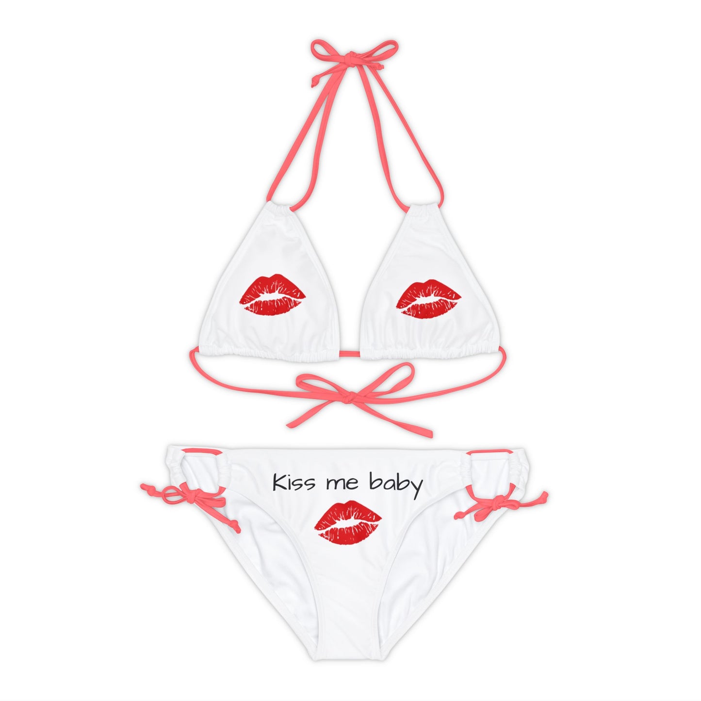 Strappy Bikini Set Red Lips Kiss me baby