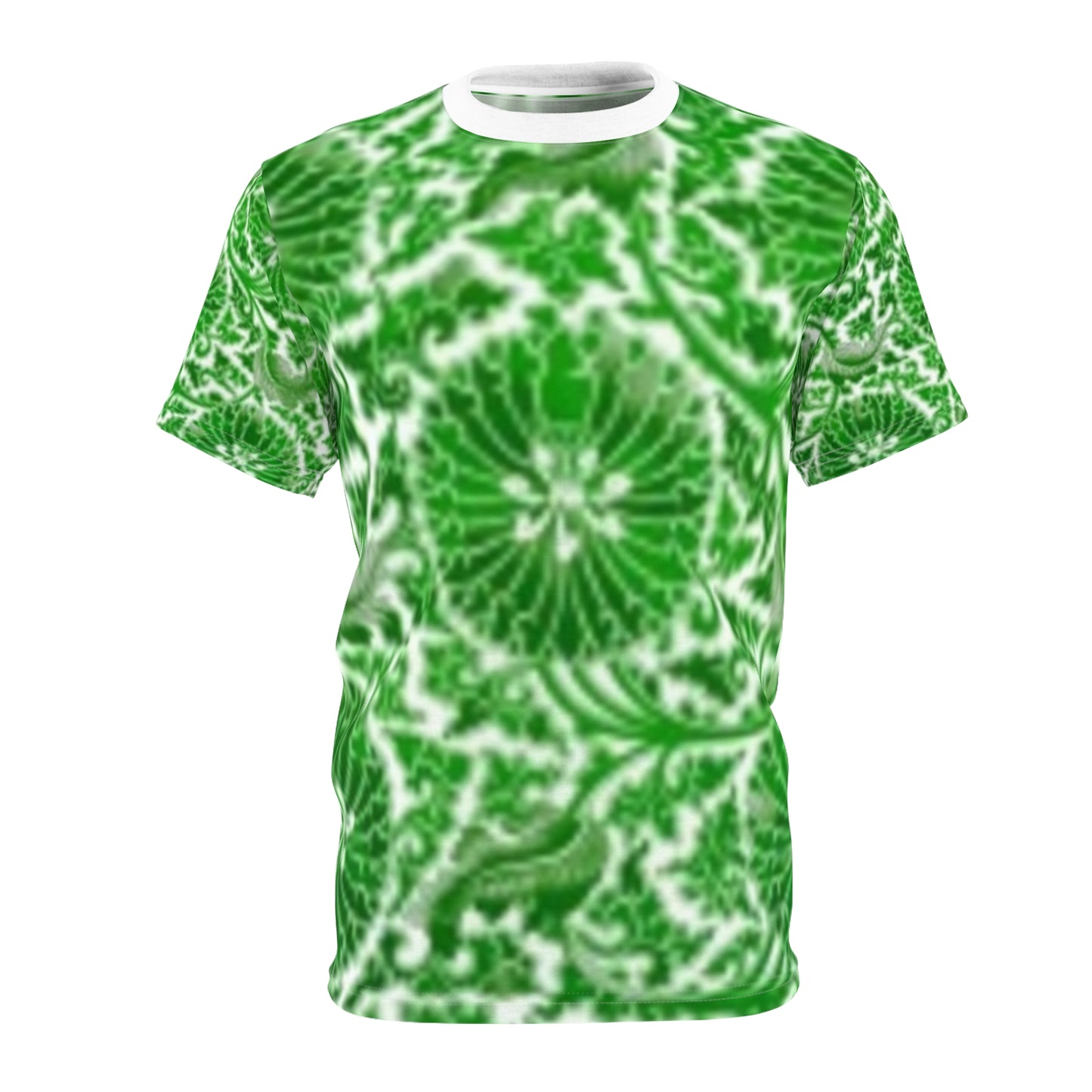 Camiseta unisex con estampado floral verde vibrante, con corte y costura: camiseta con estampado único para amantes de la naturaleza