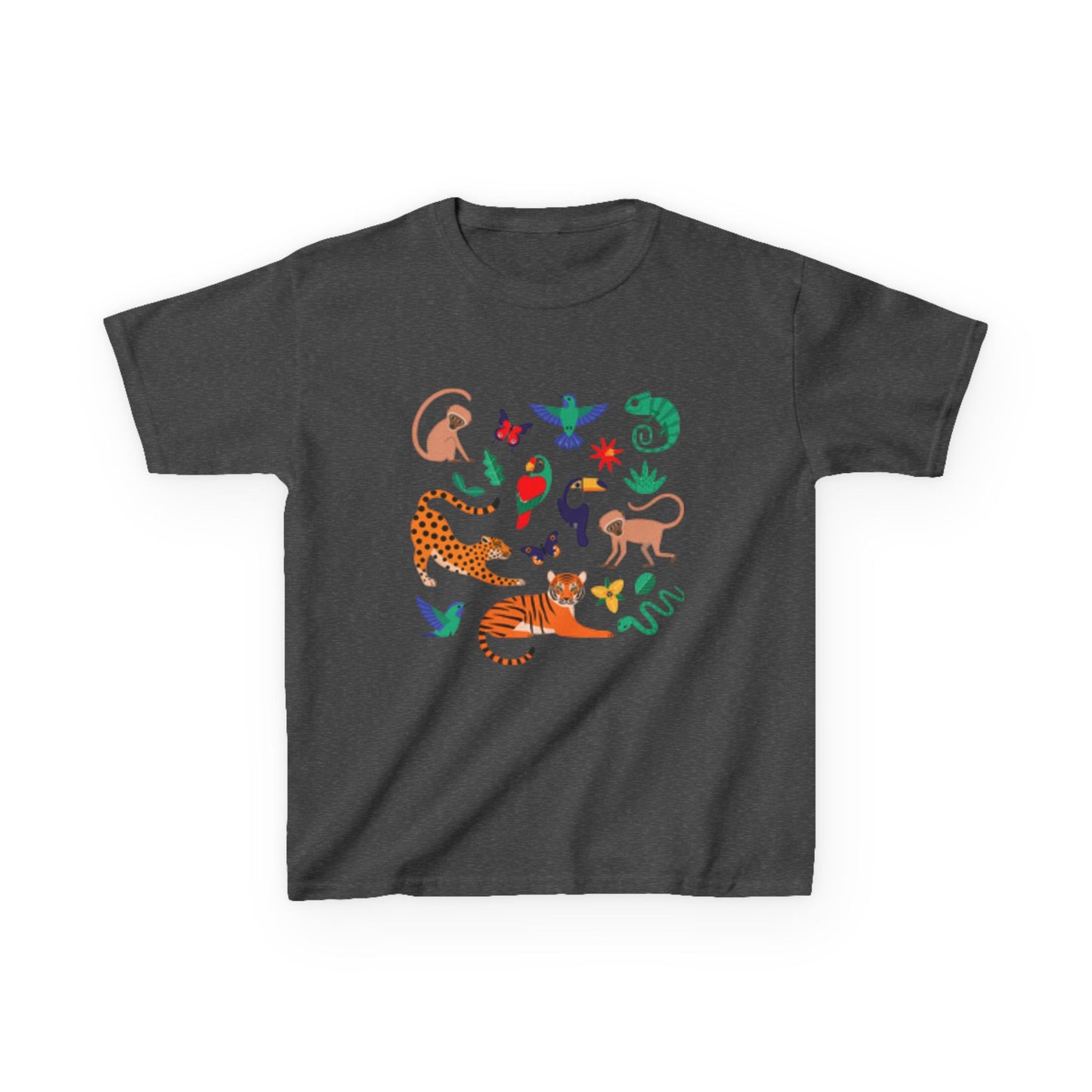 Camiseta infantil de aventura en la jungla: divertida camiseta de algodón con estampado animal