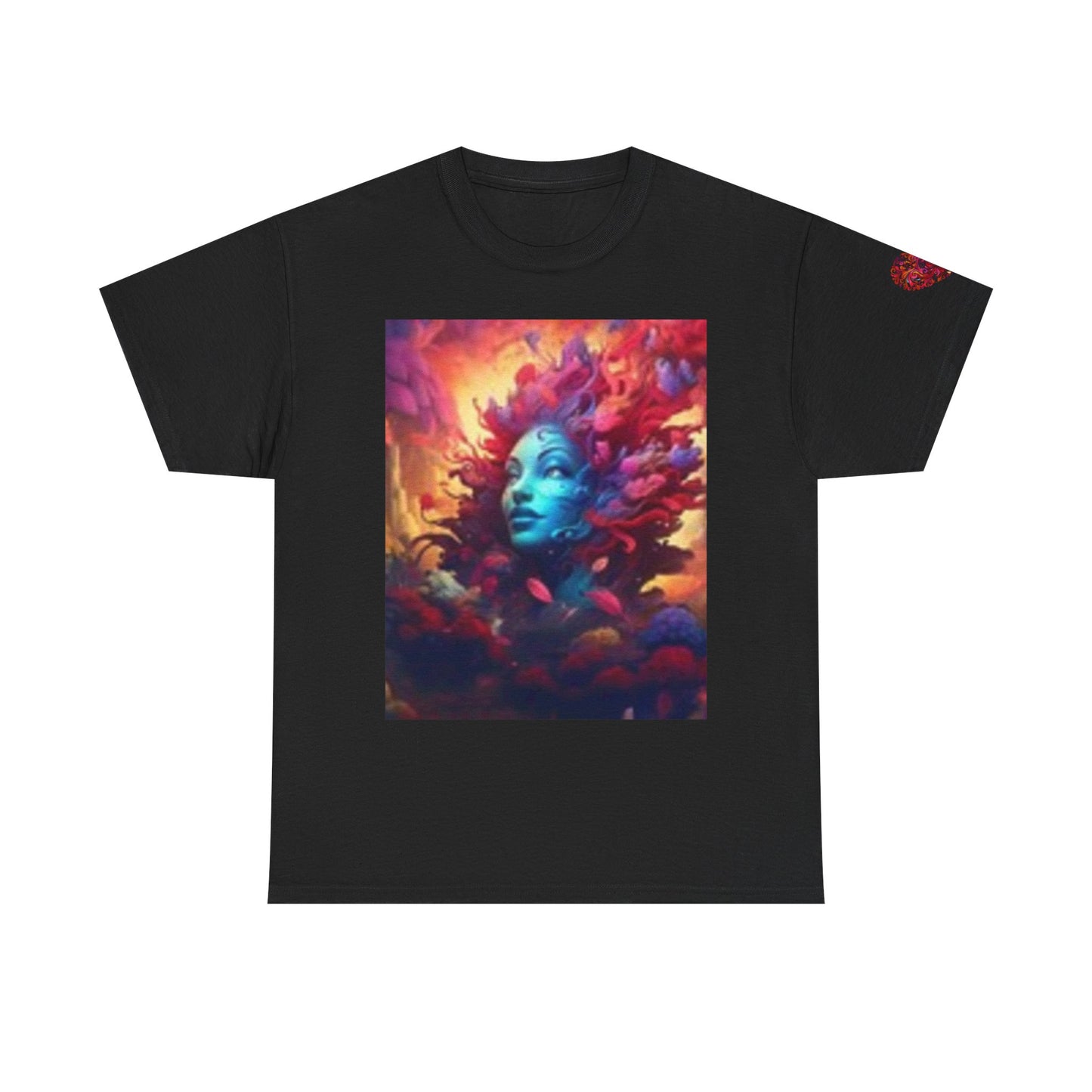 Camiseta unisex de algodón grueso con estampado artístico colorido - Diseño abstracto vibrante