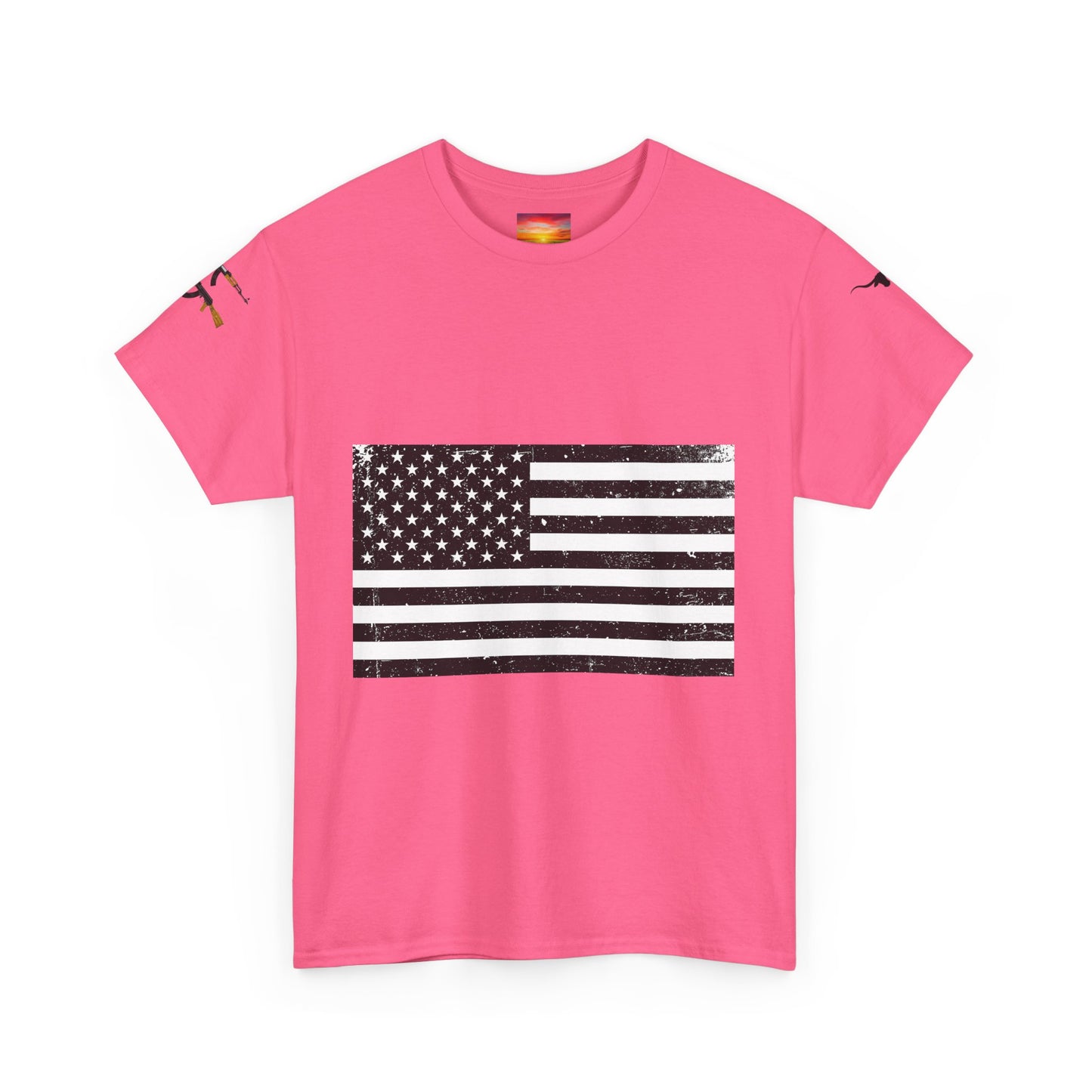 Vintage American Flag Guns Longhorn Sunset T-shirt