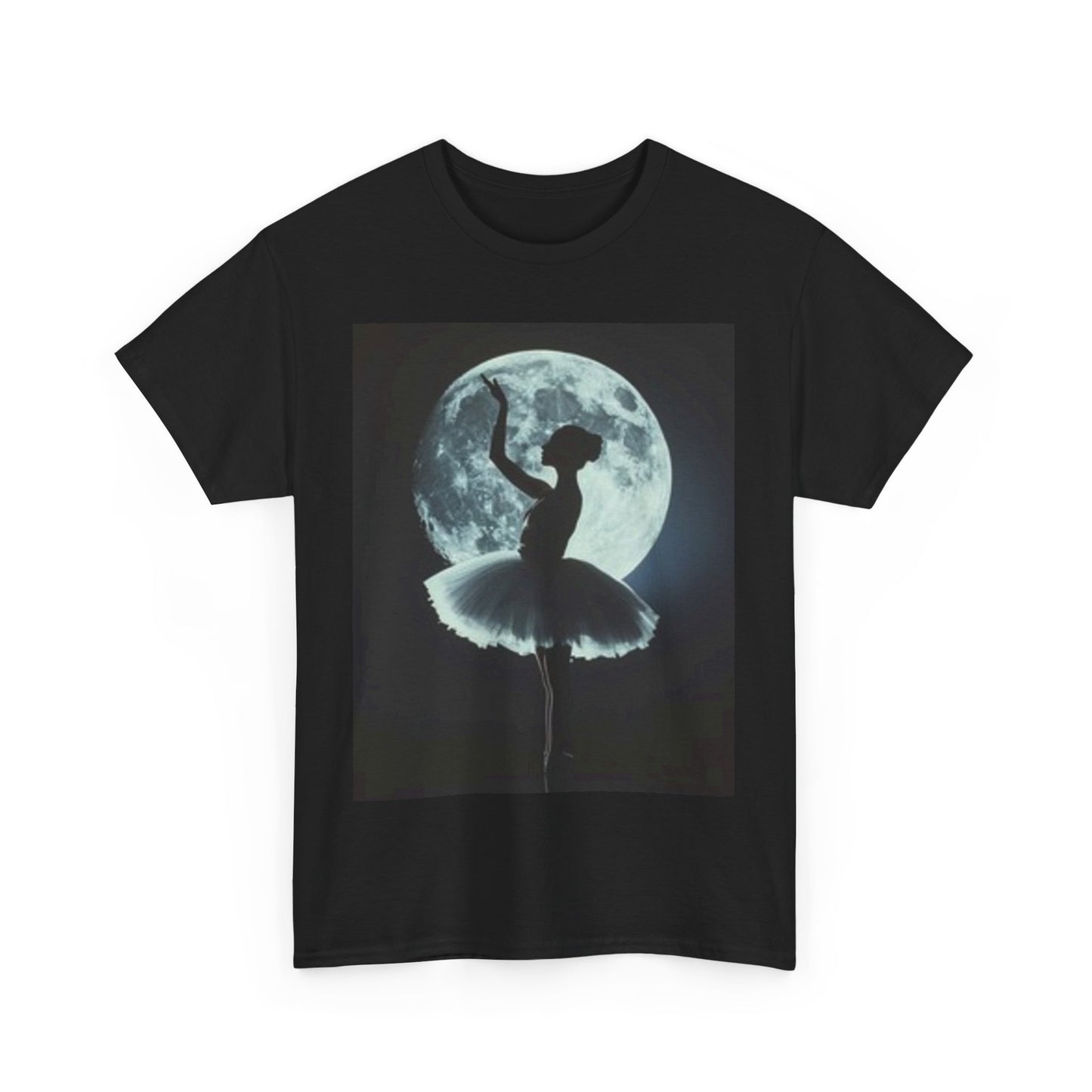 Camiseta unisex de algodón grueso con diseño de bailarina iluminada por la luna | Camiseta gráfica inspirada en la danza
