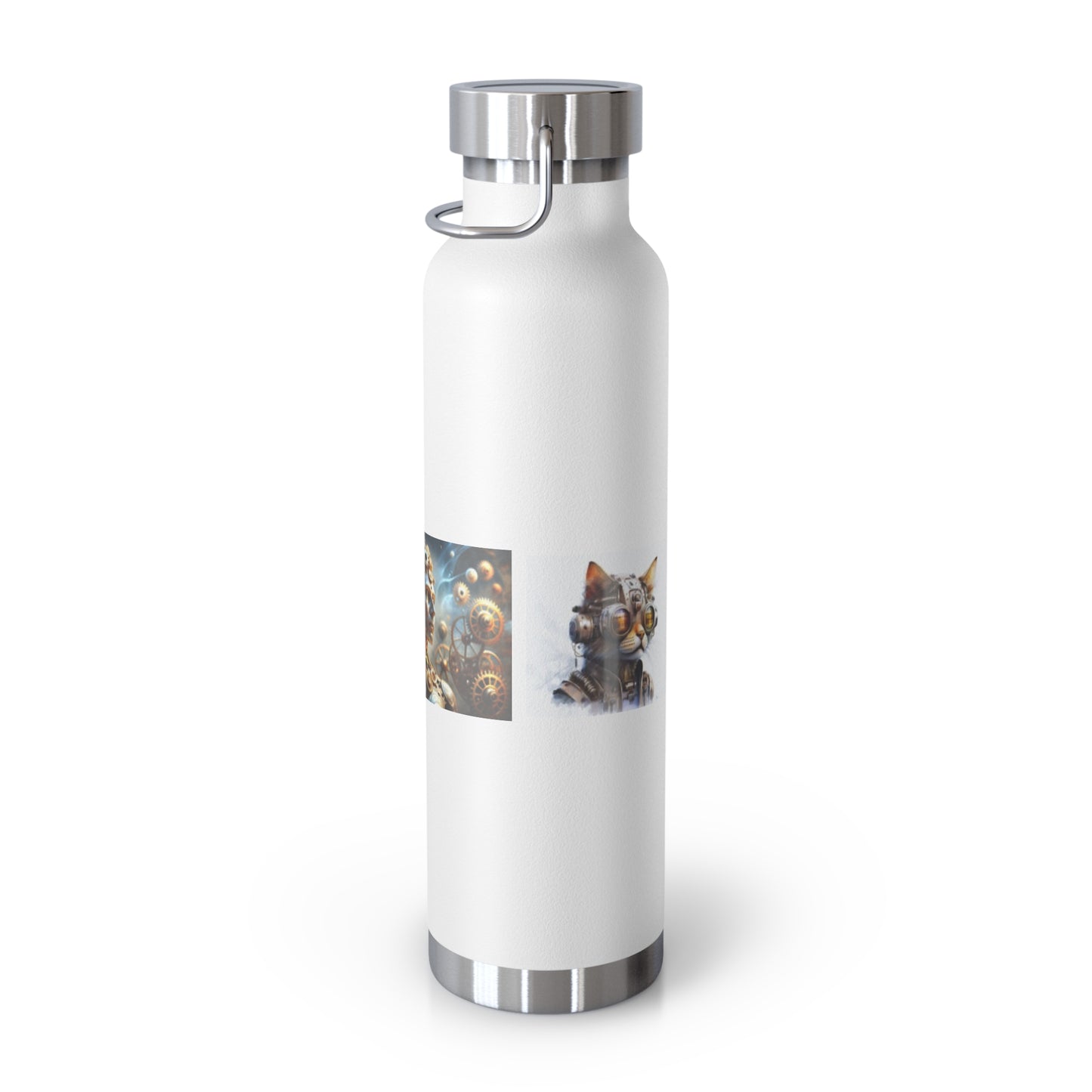 Botella de cobre con aislamiento al vacío, 22 oz, diseño de calavera de mujer y gato