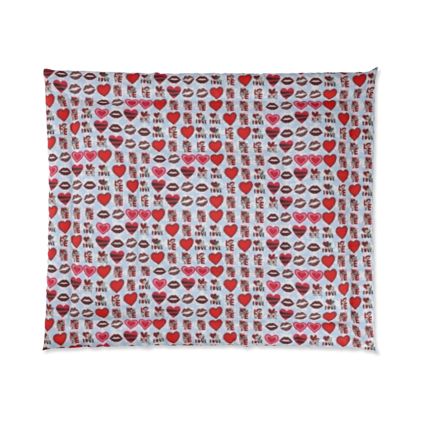 Edredón de 104" x 88" con corazones, labios, amor, acogedor, cálido