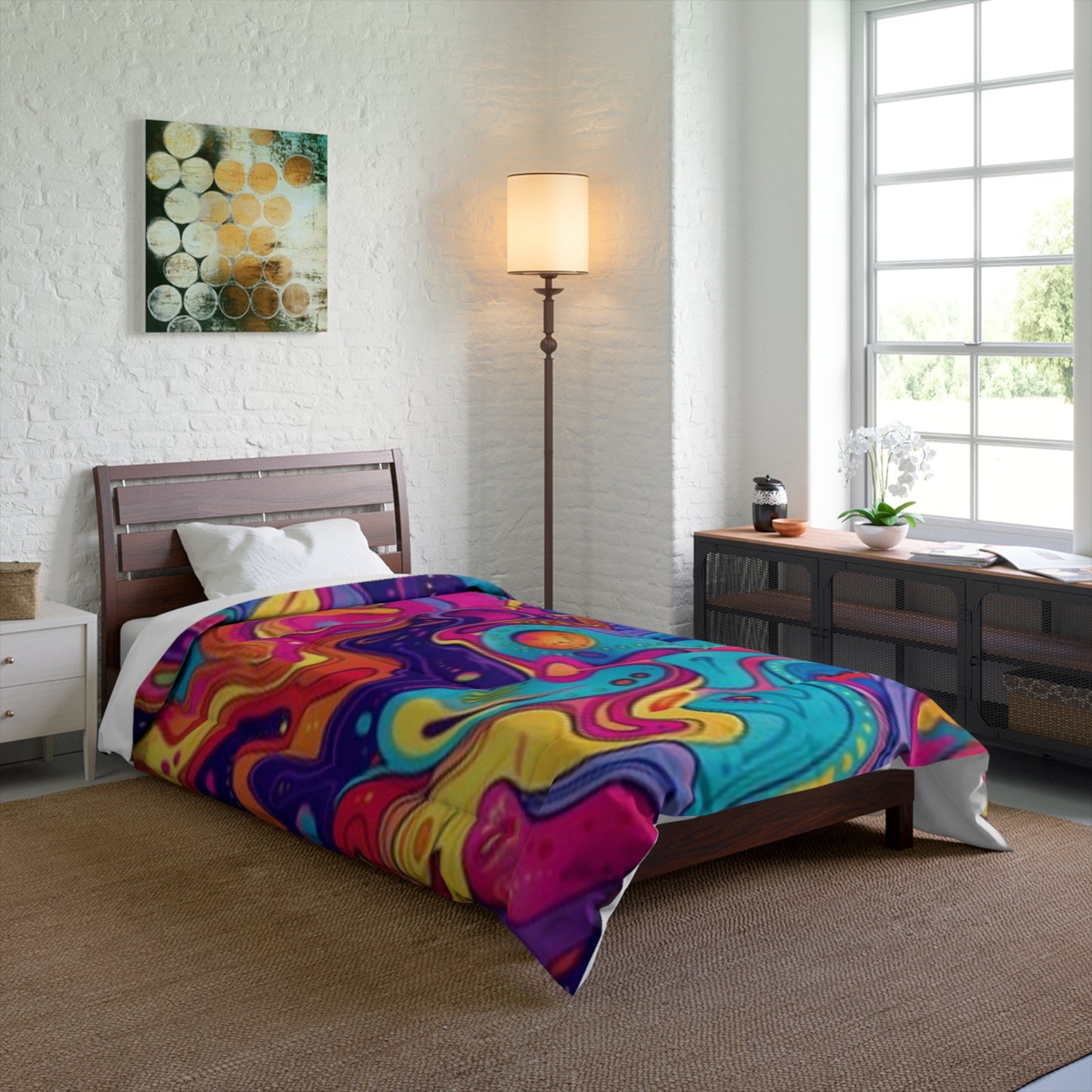 Edredón psicodélico colorido: ropa de cama bohemia y vibrante para un hogar acogedor