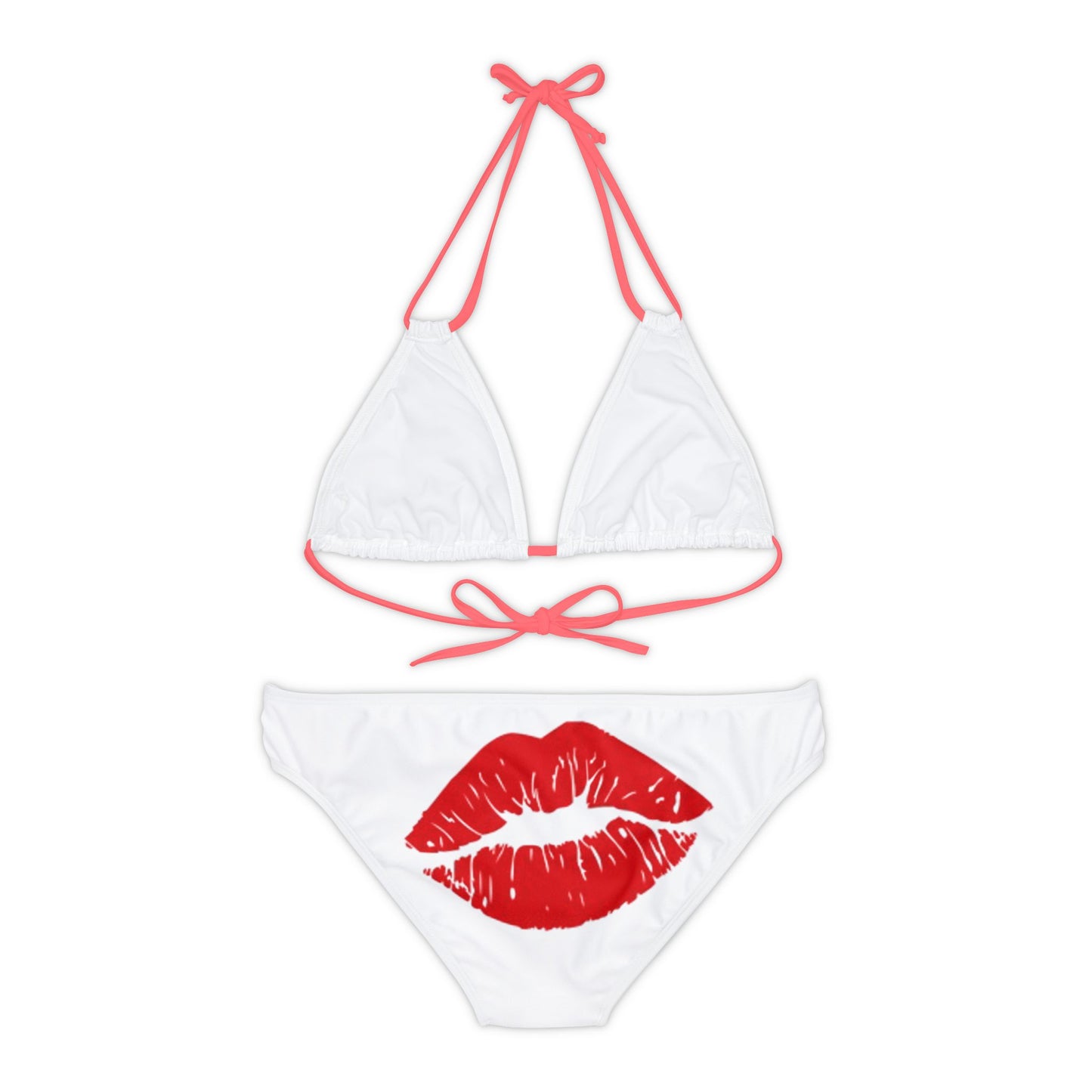 Strappy Bikini Set Red Lips Kiss me baby