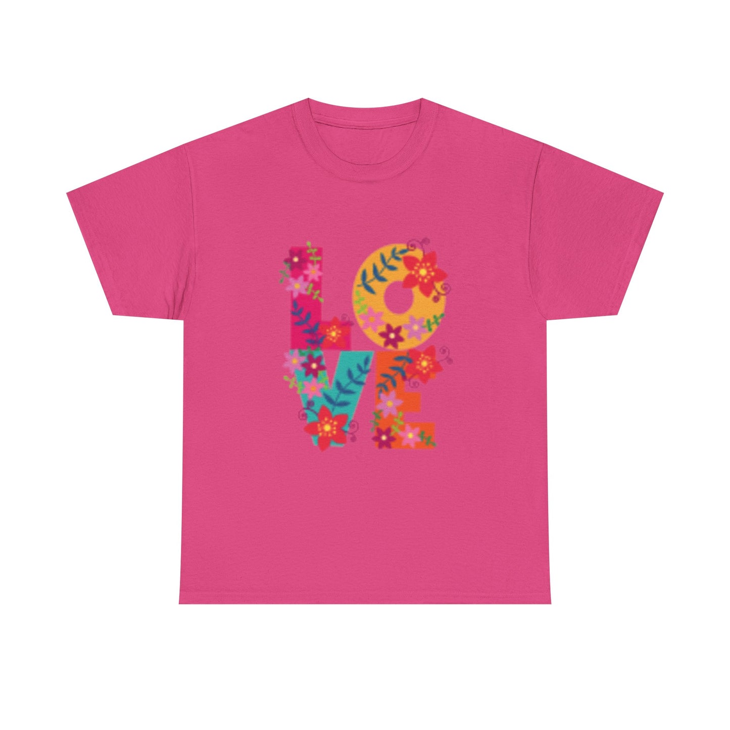 Camiseta unisex de algodón grueso con estampado floral: cómoda y vibrante para uso diario.