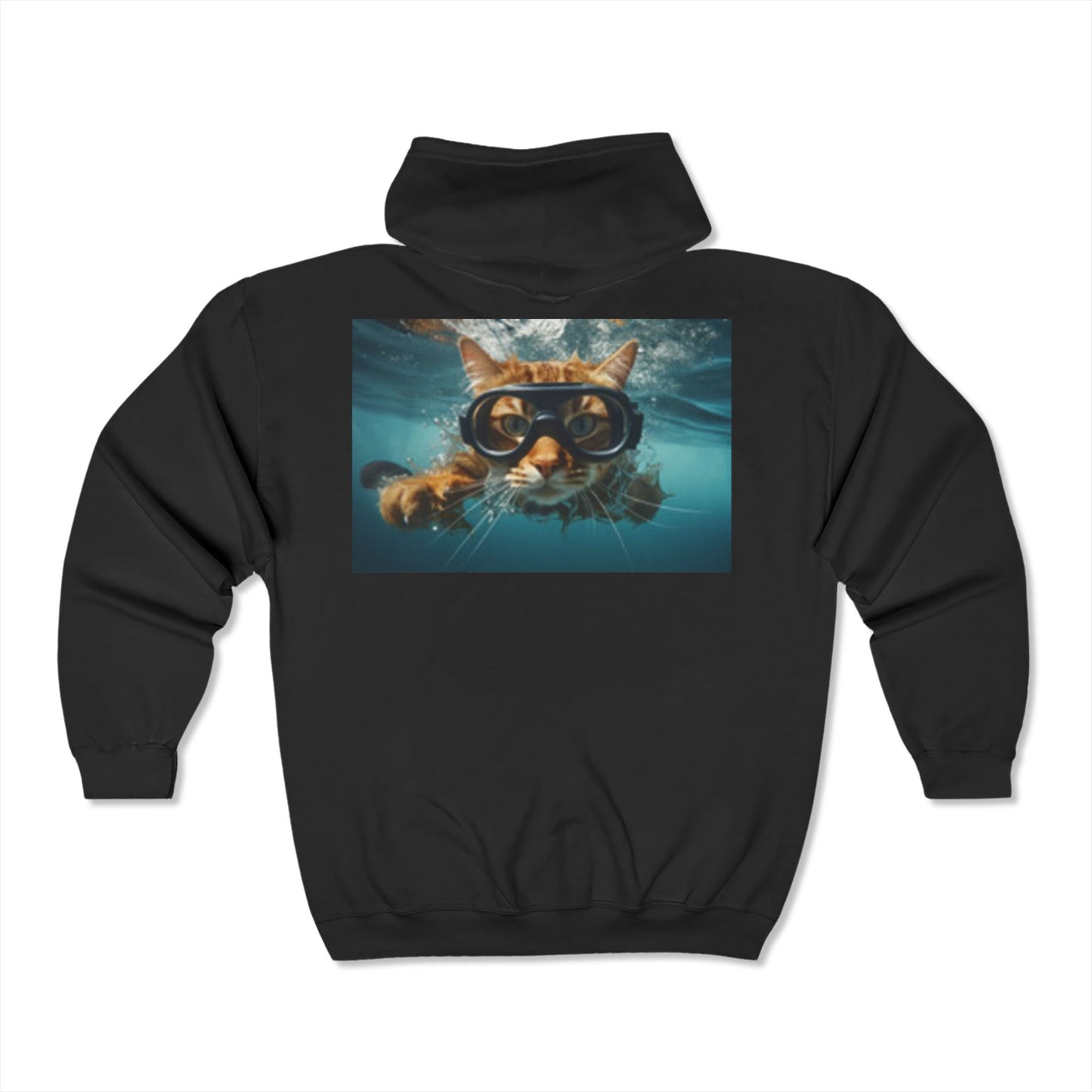 Sudadera con capucha y cremallera completa "Cat Underwater" con gafas