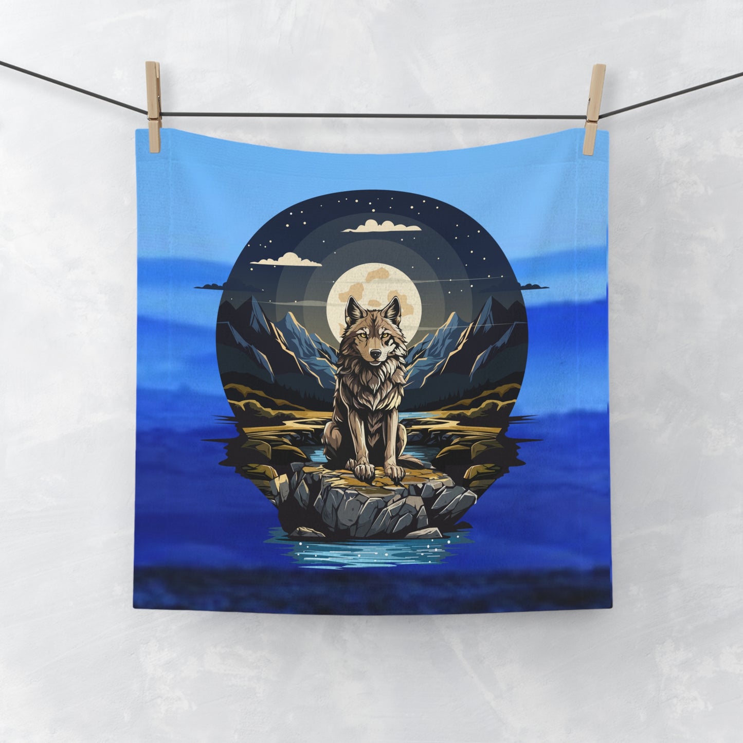 Toalla facial Majestic Wolf Serenity: diseño inspirado en la naturaleza para el hogar y el spa