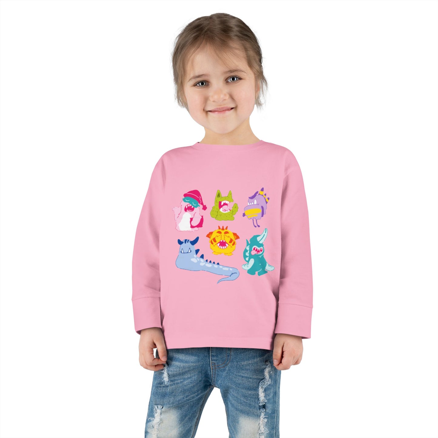 Camiseta de manga larga para niños pequeños con seis extraterrestres de colores