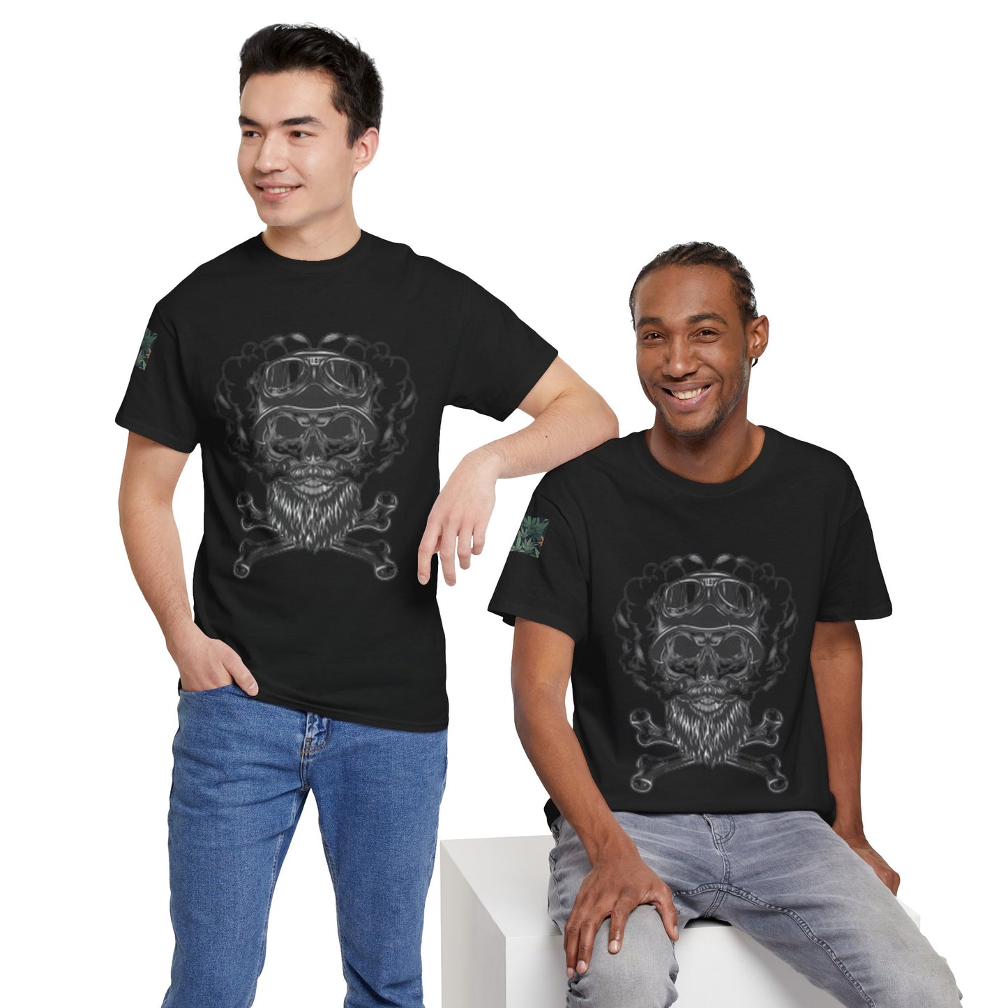 Skull & Marijuana T-shirt, Unisex Tees for Cannabis Lovers, Gift for Smokers, Halloween Costume, Streetwear Fashion