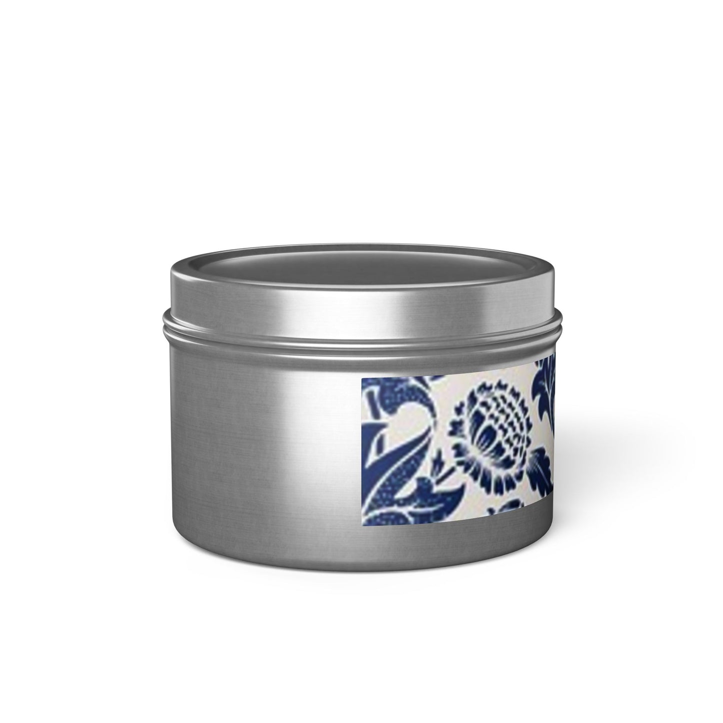 Velas en lata con flores azules y aromas fabulosos
