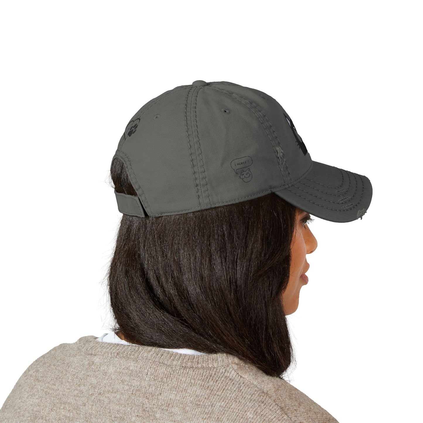 Distressed Cat Dad Hat - Embroidered, Casual Style for Cat Lovers