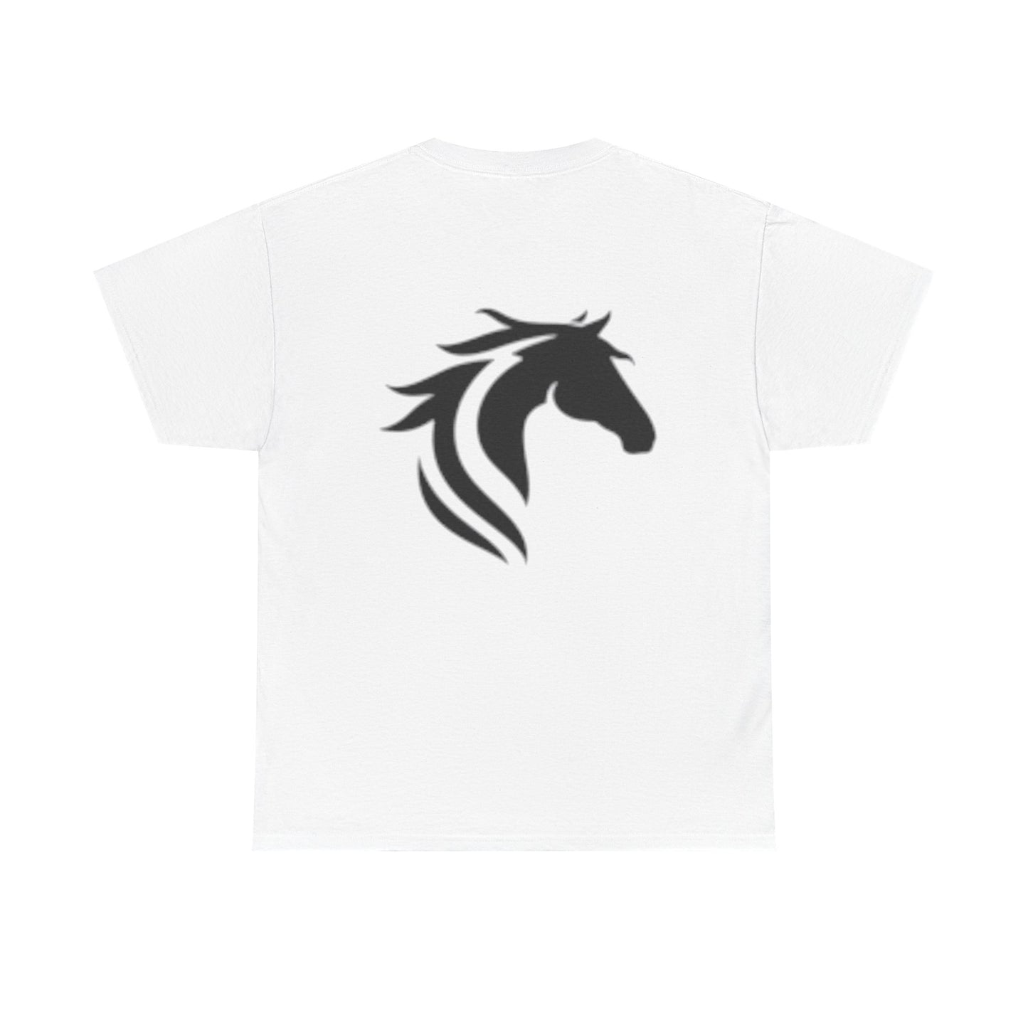 Camiseta unisex de algodón grueso con caballos al galope: ideal para amantes de la equitación.
