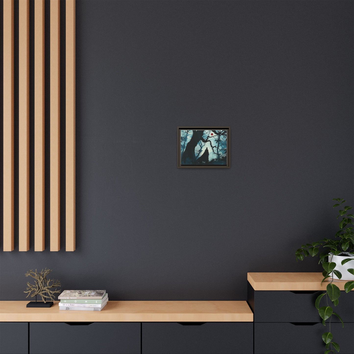 Batman in Forest Wall Art, Framed Matte Canvas, Dark Forest Decor, Gothic Art Print, Unique Home Decor, Perfect Gift for Art Lovers
