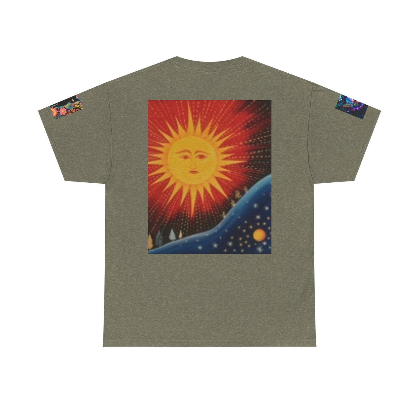 Happy Vibes Unisex Heavy Cotton T-shirt – Retro Sunshine & Map Designs