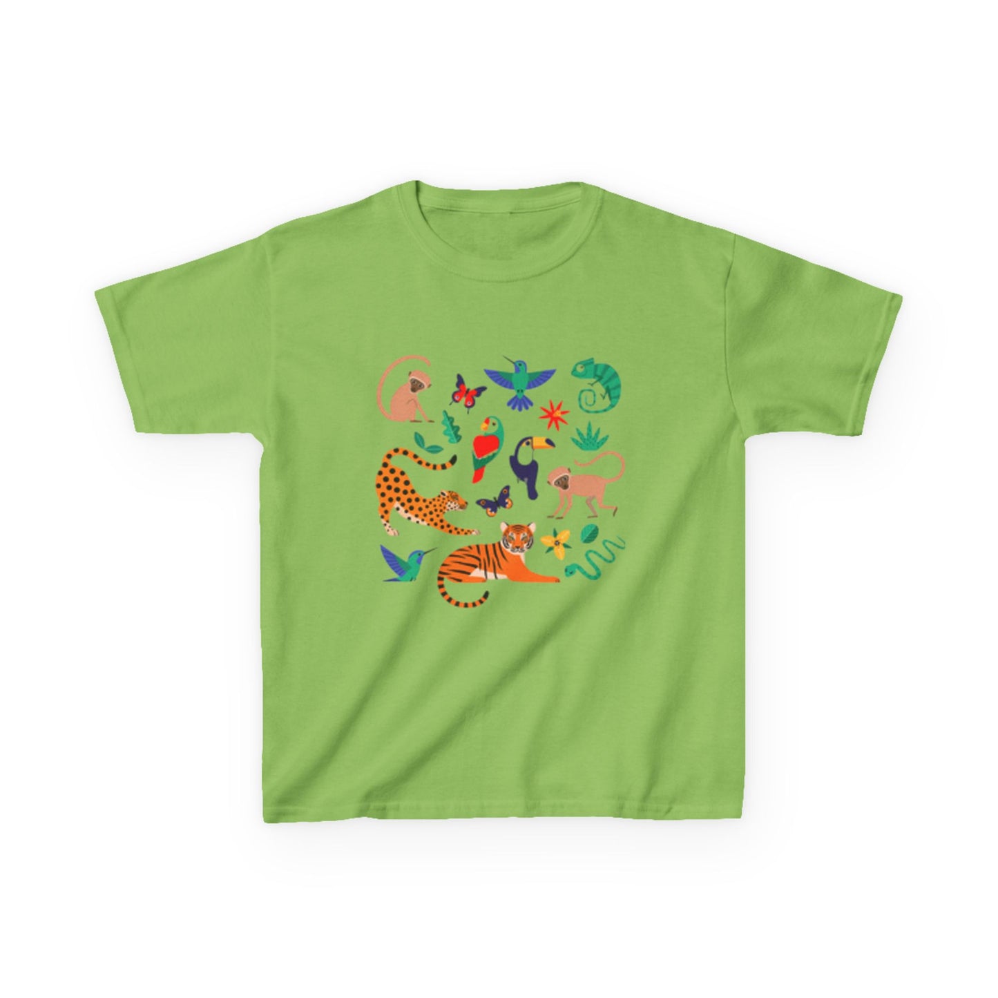 Camiseta infantil de aventura en la jungla: divertida camiseta de algodón con estampado animal