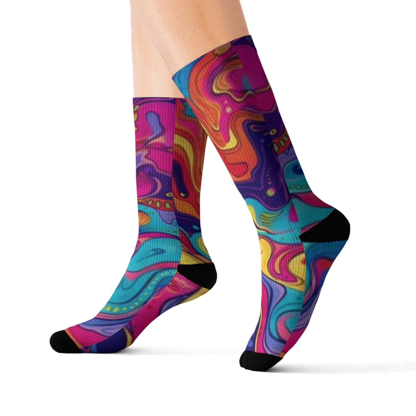 Calcetines de sublimación vibrantes: diseño abstracto y colorido para mayor comodidad diaria