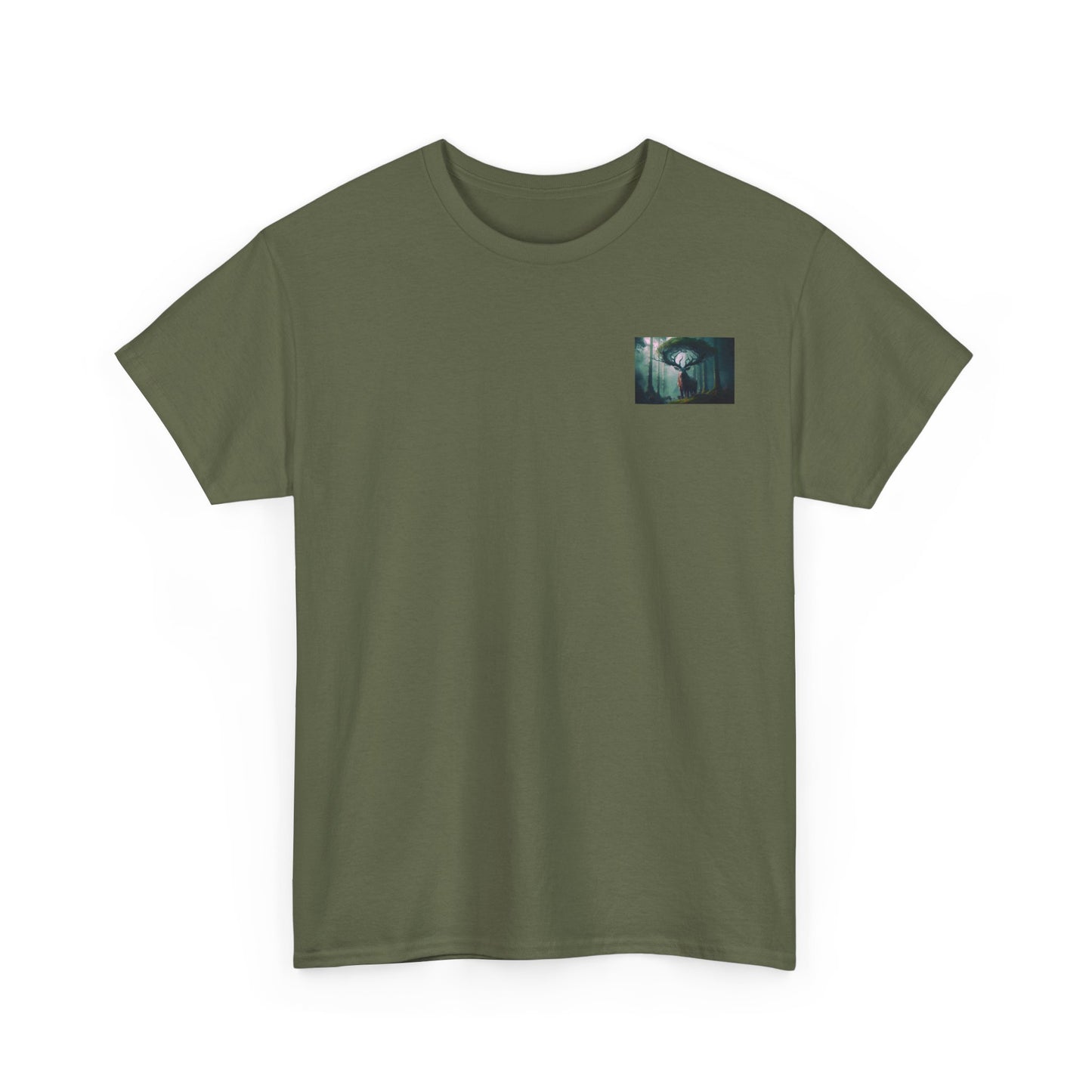 Camiseta unisex de algodón grueso con diseño de ciervos en el bosque