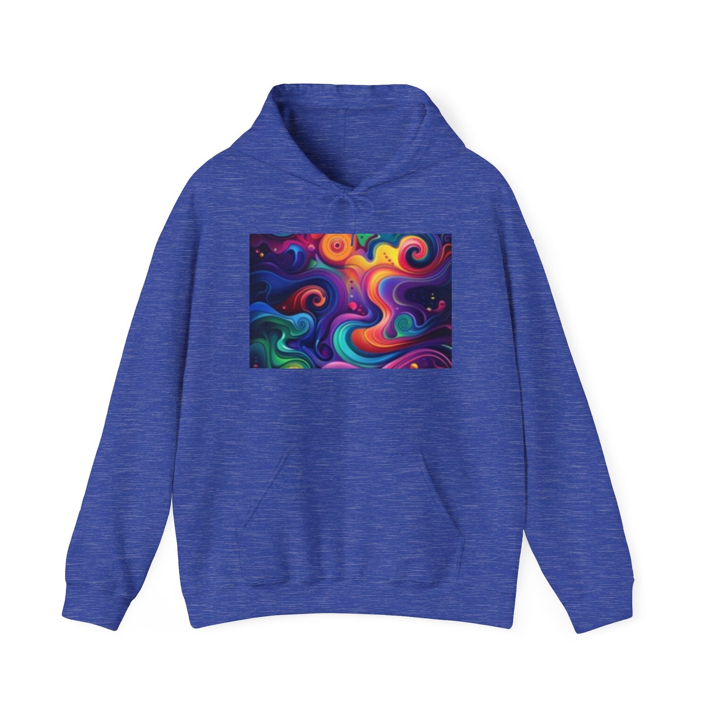 Sudadera con capucha unisex artística: diseño abstracto colorido y lunar