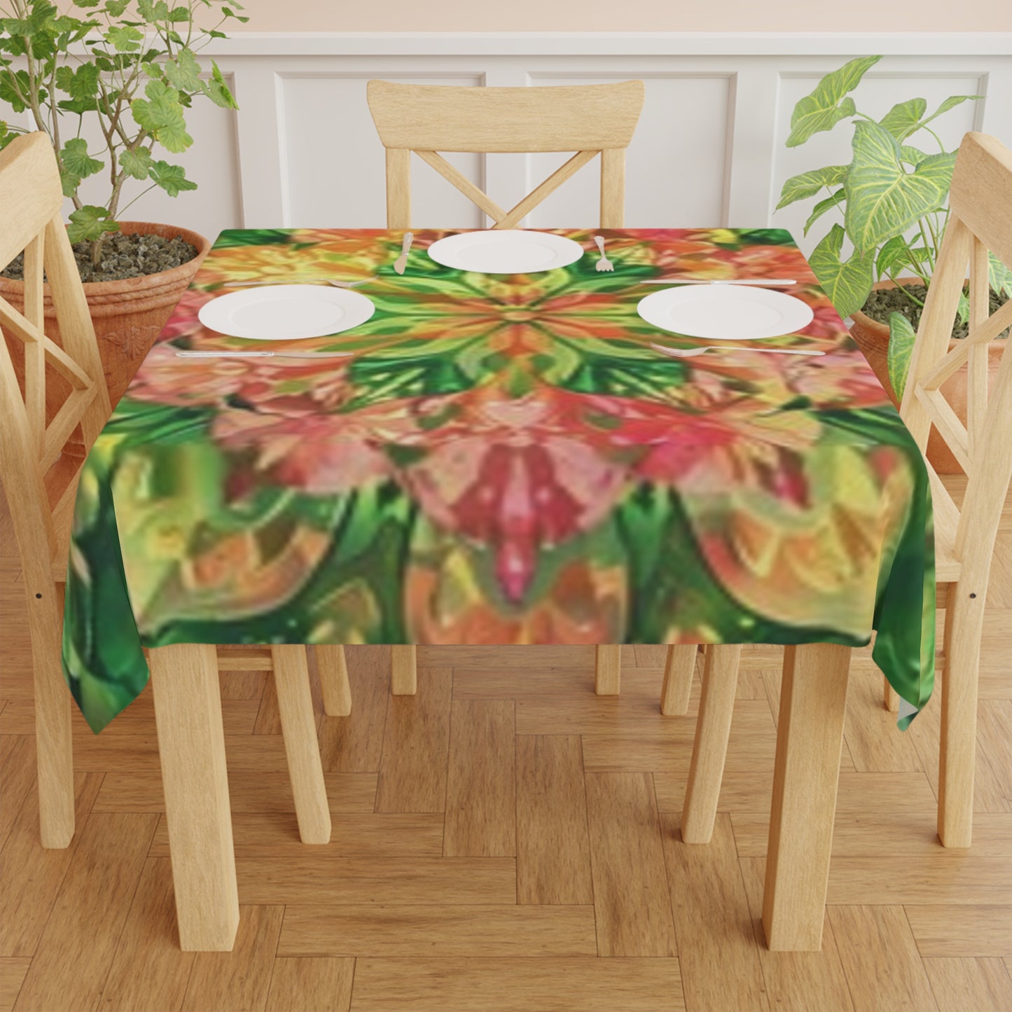 Vibrant Floral Tablecloth - Bohemian Home Decor, Wedding Table Cover, Picnic Blanket, Colorful Dining, Party Table Linens