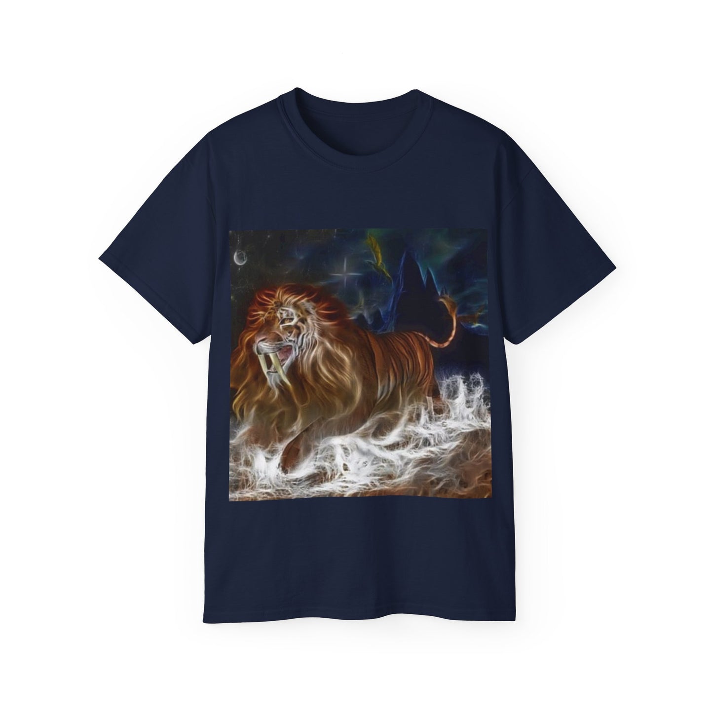 Camiseta unisex de algodón ultra fino con diseño de león mágico