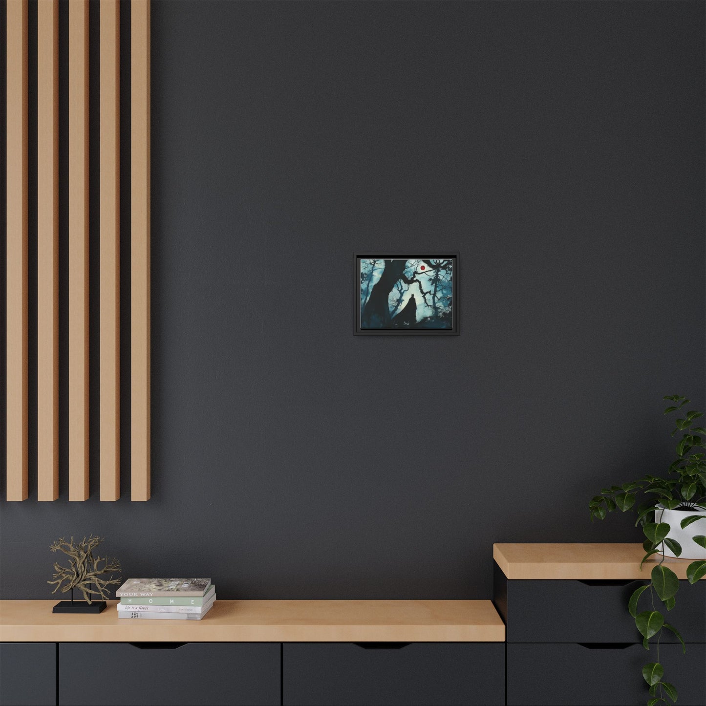 Batman in Forest Wall Art, Framed Matte Canvas, Dark Forest Decor, Gothic Art Print, Unique Home Decor, Perfect Gift for Art Lovers
