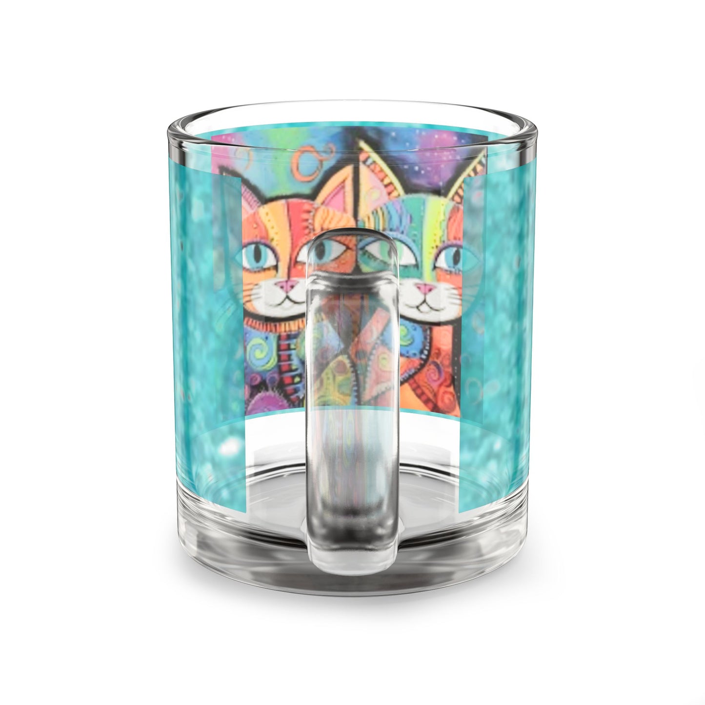 Colorful Cat Glass Mug - Whimsical Drinkware for Cat Lovers, Perfect Gift for Birthdays, Holidays, and Cat-Themed Events
