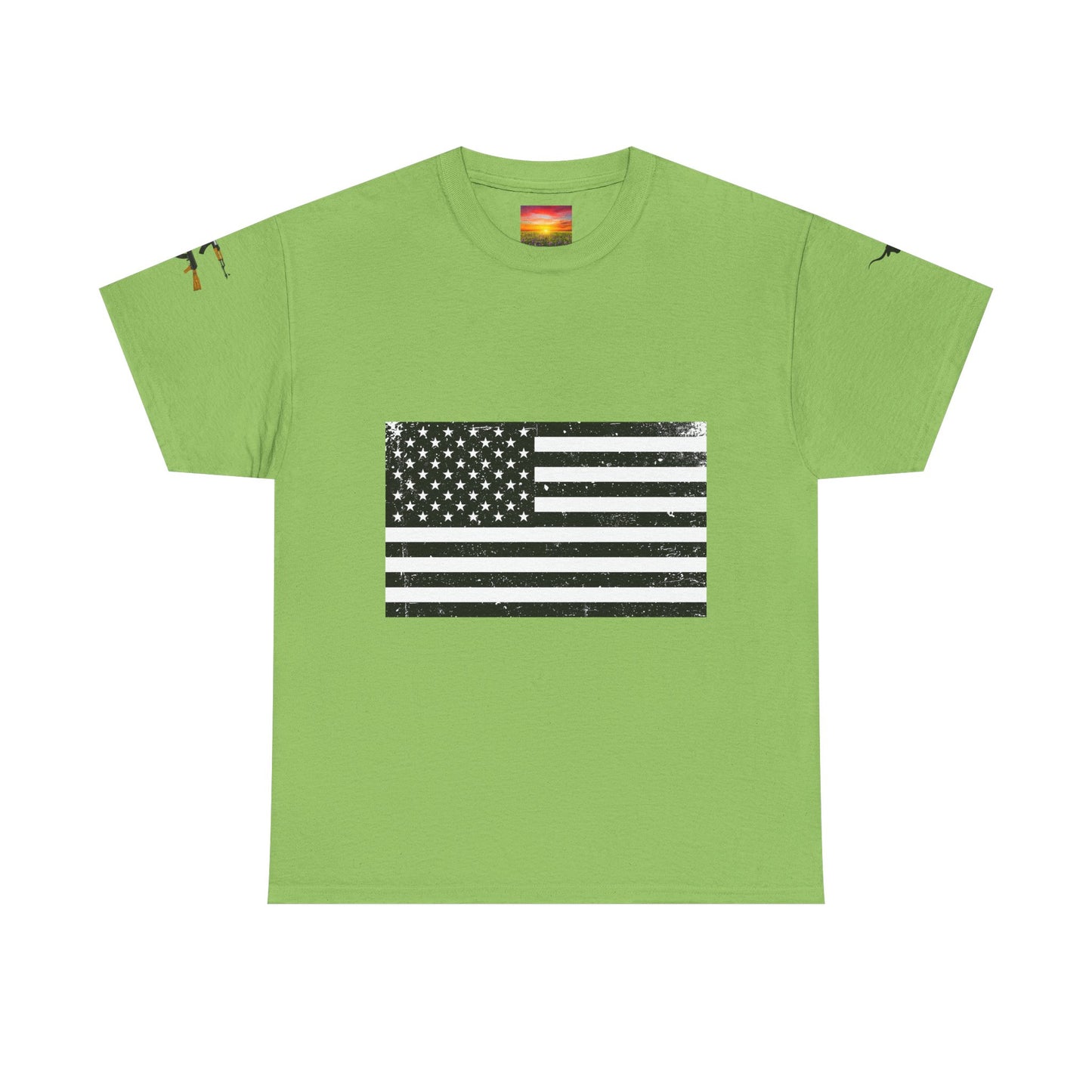 Vintage American Flag Guns Longhorn Sunset T-shirt