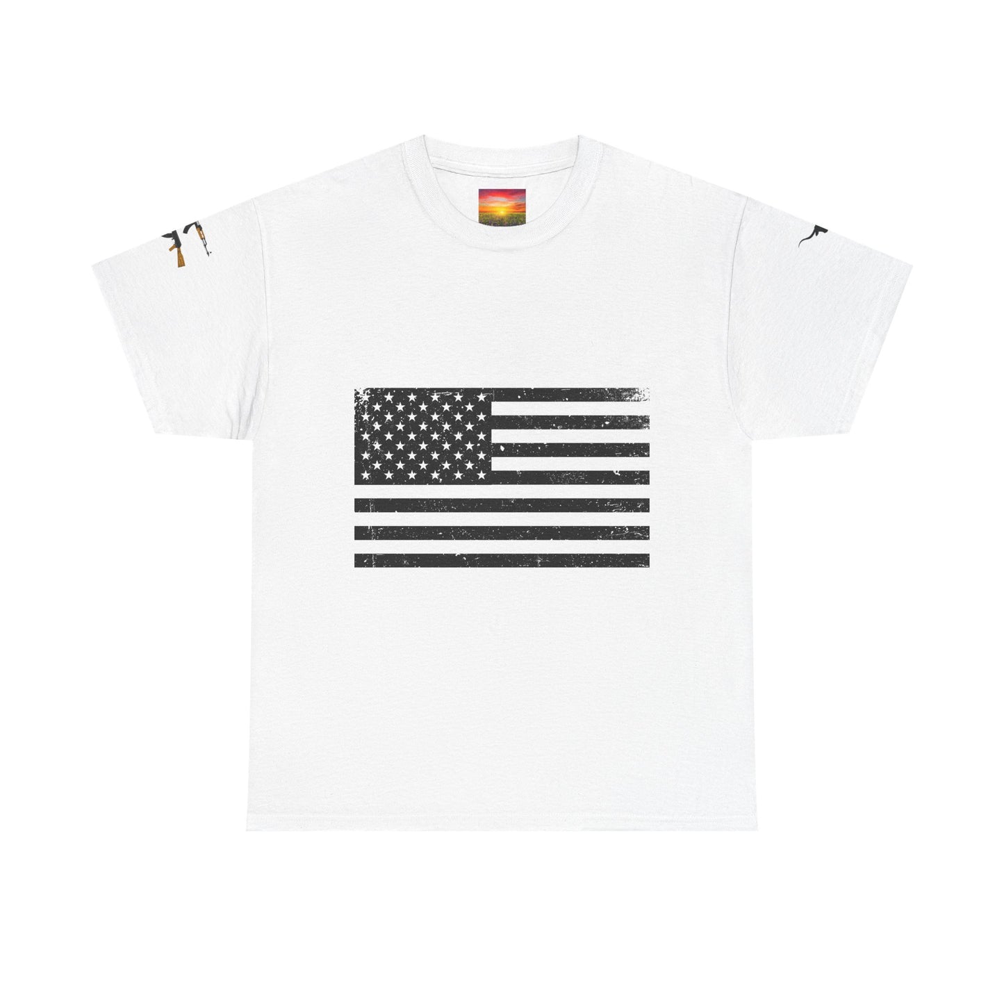 Vintage American Flag Guns Longhorn Sunset T-shirt