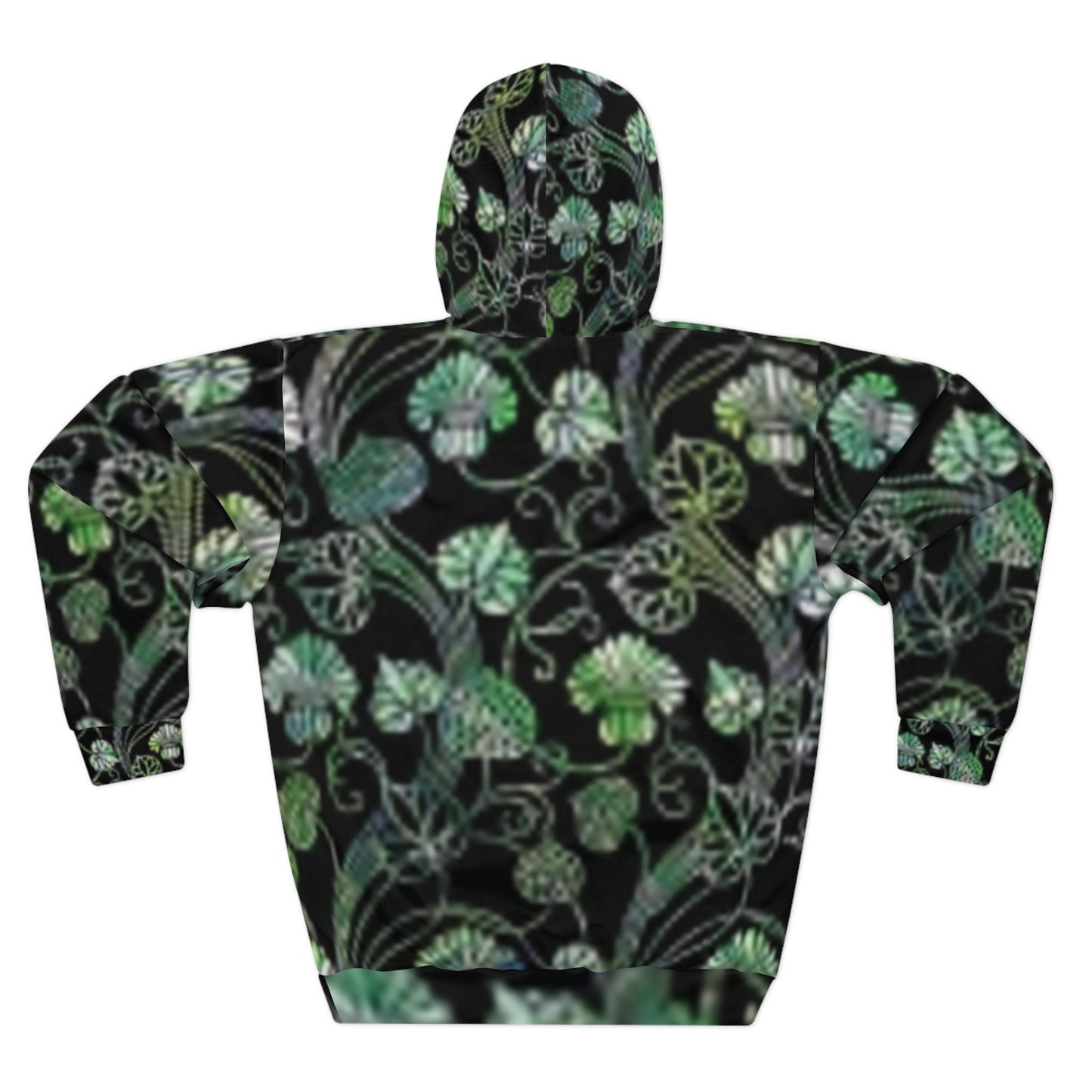 Sudadera unisex con capucha verde botánica: un acogedor diseño floral para amantes de la naturaleza.