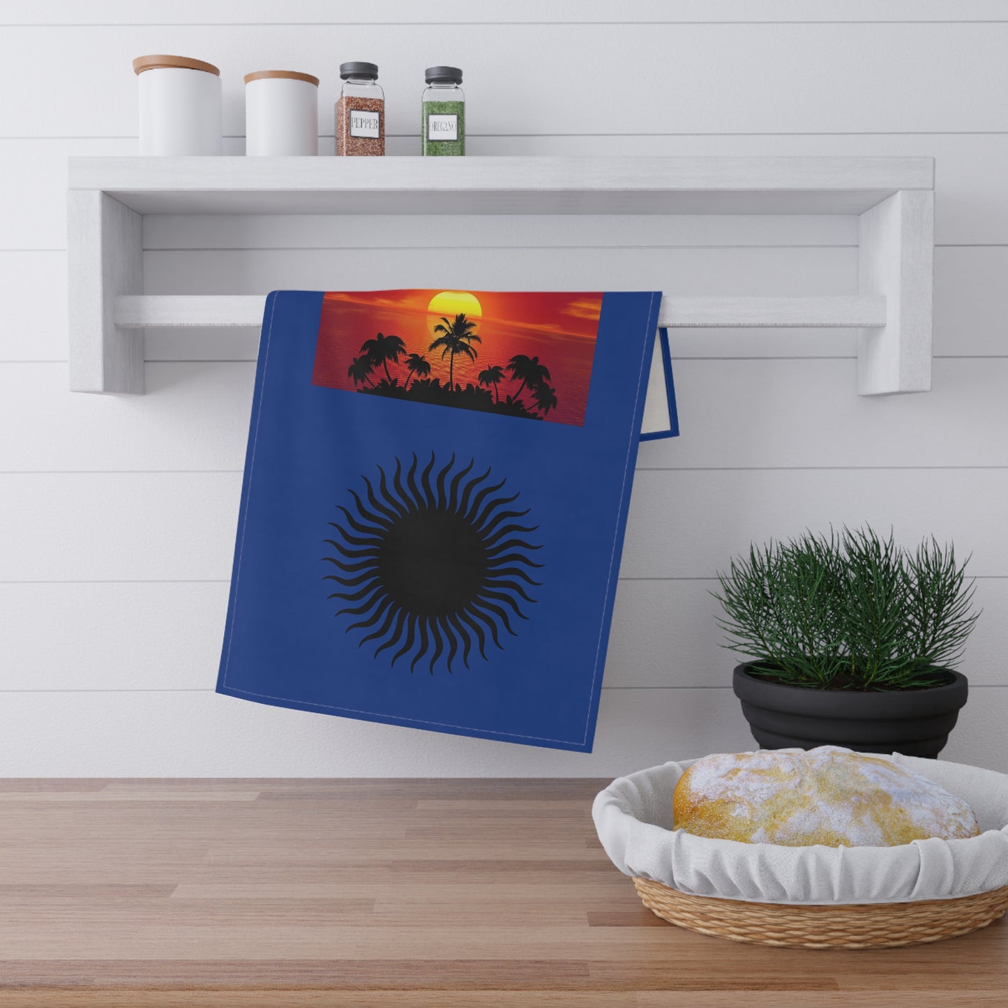 Toalla de cocina de 18" x 30" tamaño Sunset Black Sun