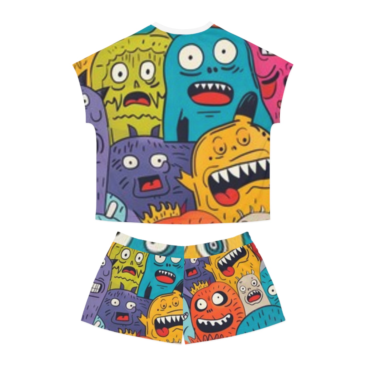 Conjunto de pijama corto para mujer morado amarillo naranja azul rosa