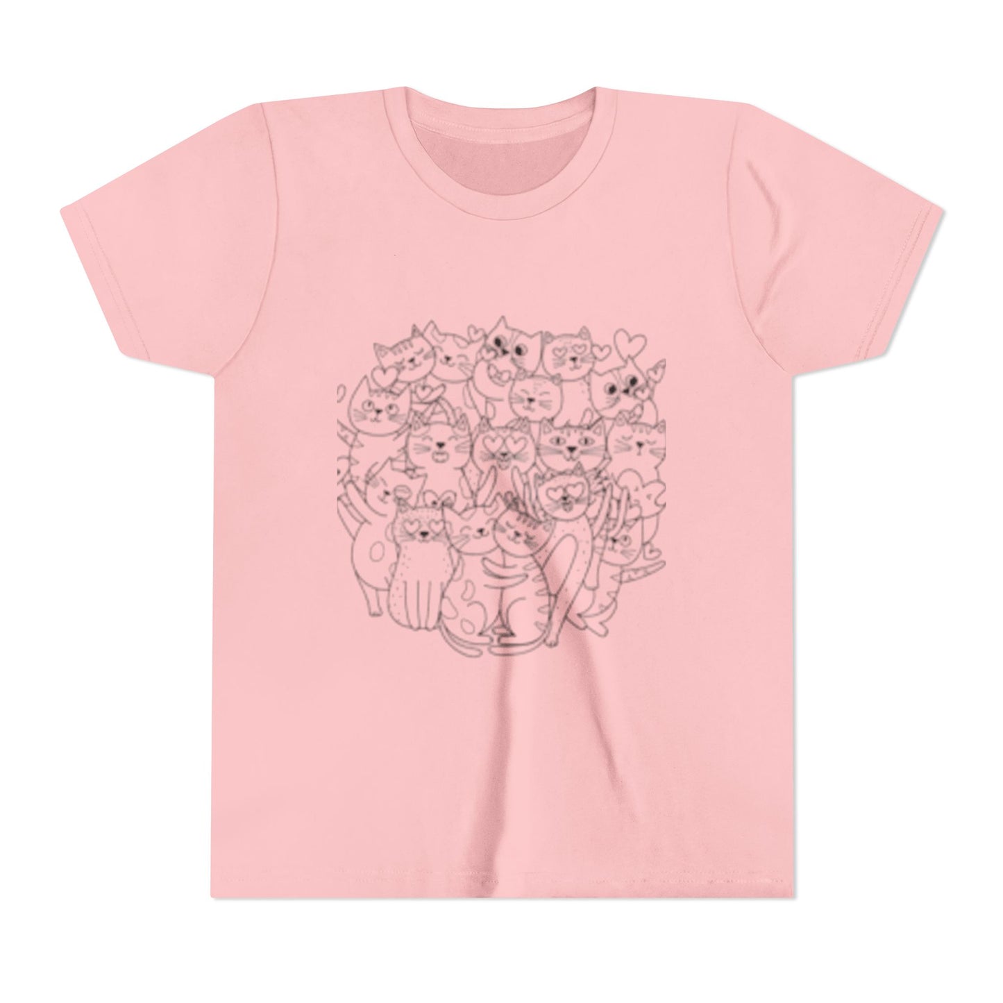 Camiseta juvenil de manga corta con ilustración de gato: el regalo perfecto para los amantes de los animales.