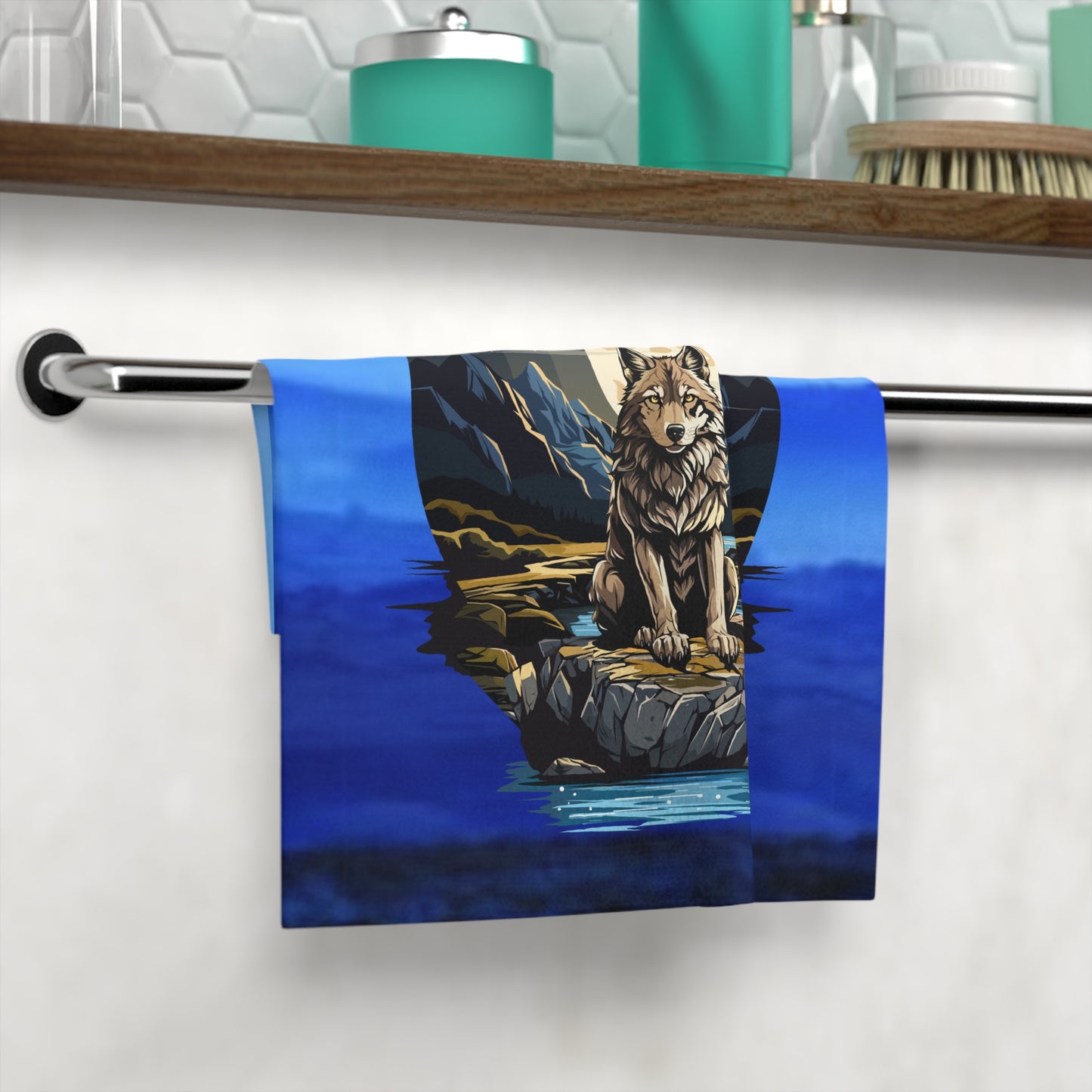 Toalla facial Majestic Wolf Serenity: diseño inspirado en la naturaleza para el hogar y el spa