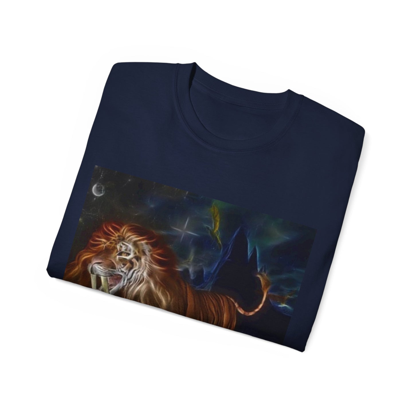 Camiseta unisex de algodón ultra fino con diseño de león mágico