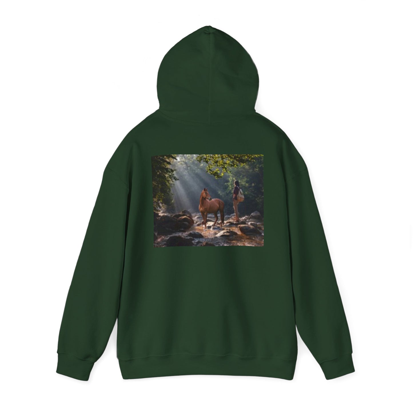 Sudadera unisex con capucha inspirada en la naturaleza con diseño de mariposa y caballo