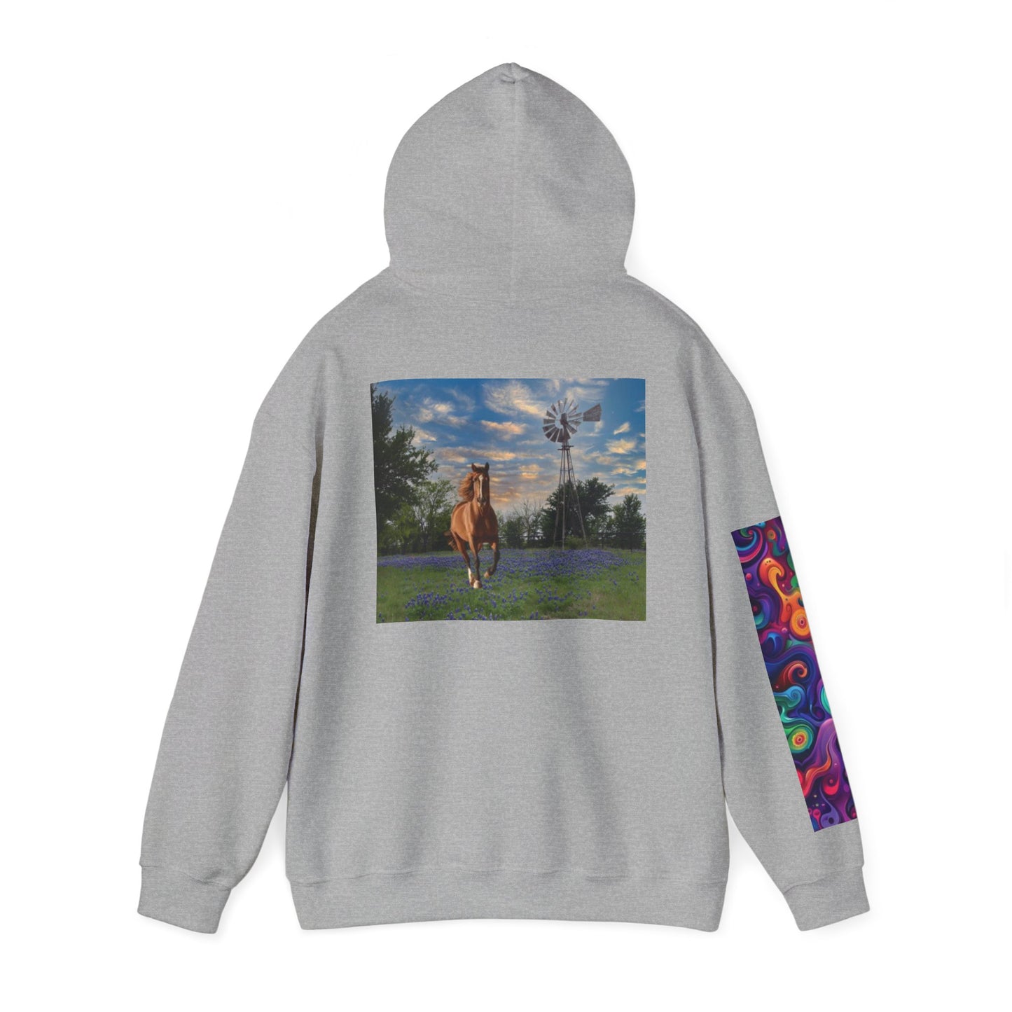 Sudadera con capucha unisex inspirada en Texas con diseño de mangas coloridas