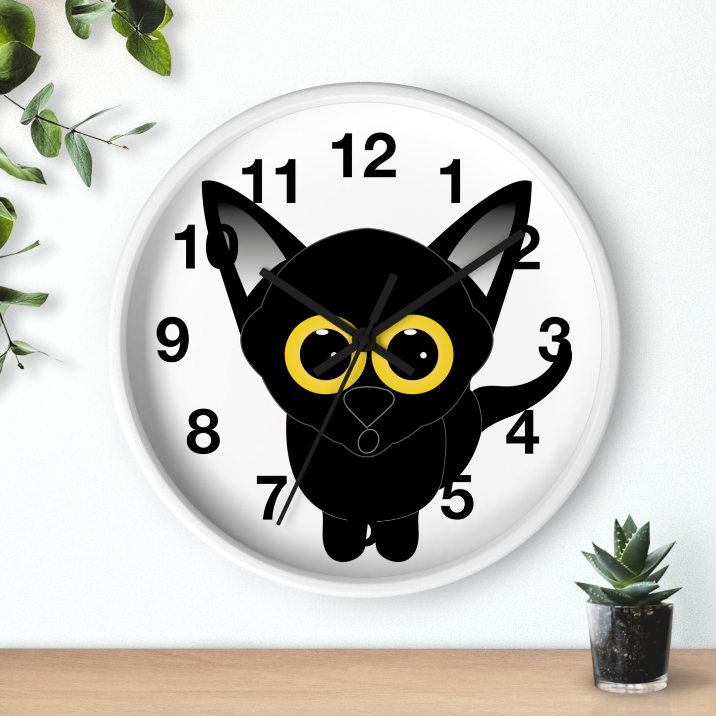 Reloj de pared Gato Negro con Ojos Grandes