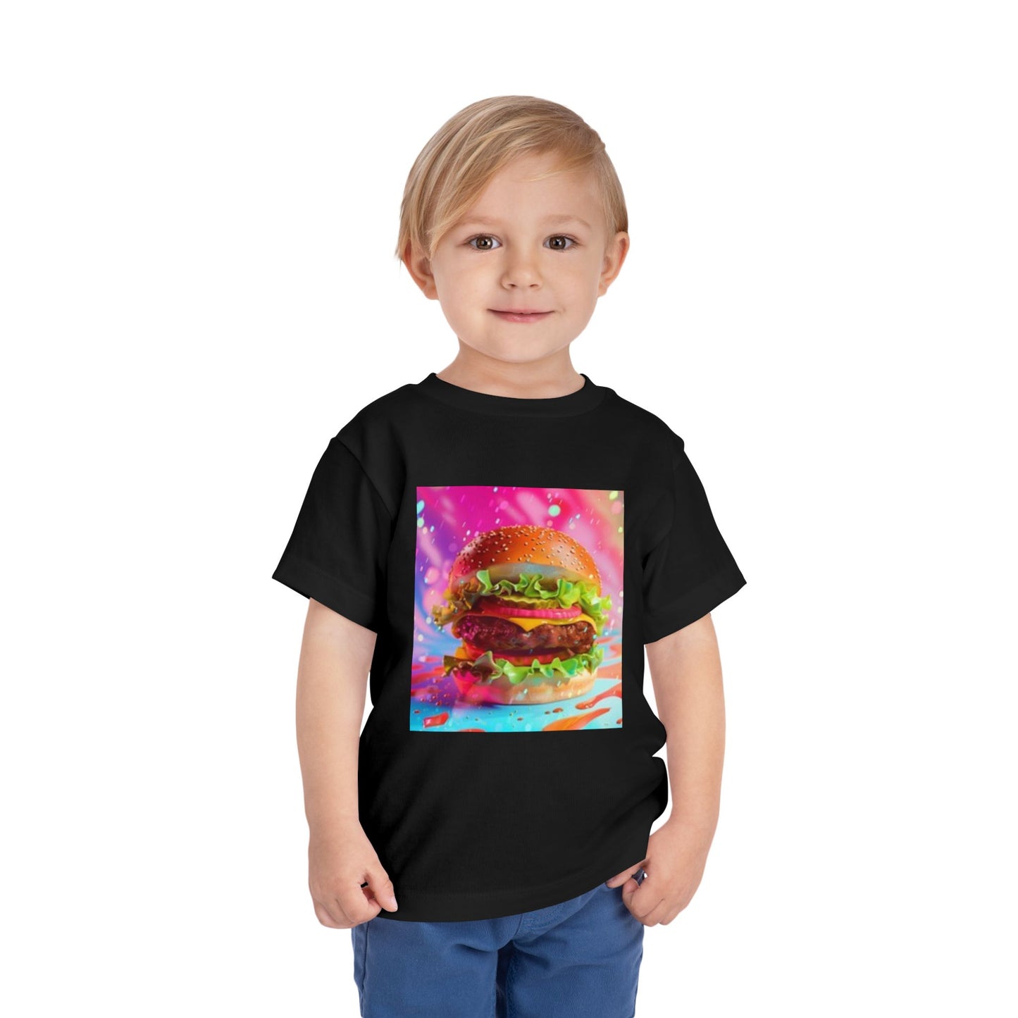 Camiseta de hamburguesa colorida para niños pequeños: divertida y divertida camiseta de manga corta para niños