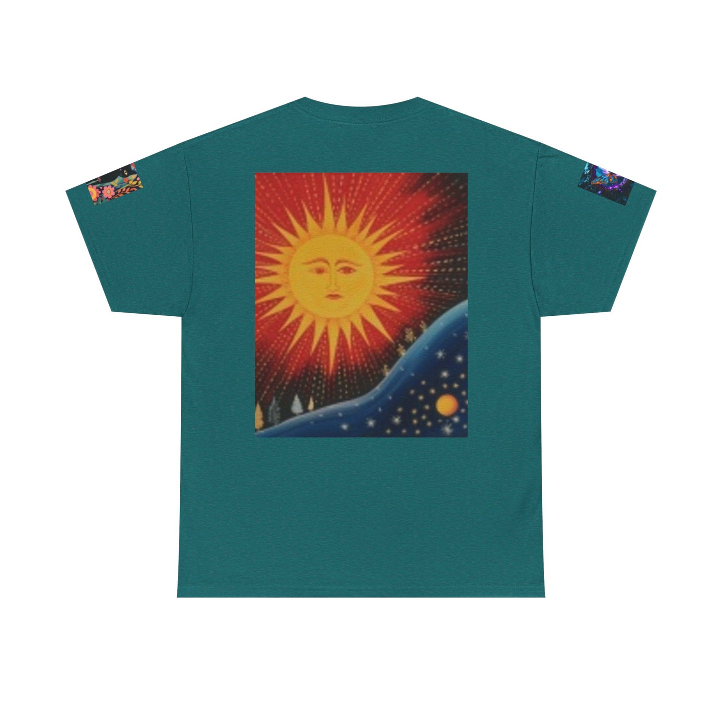 Happy Vibes Unisex Heavy Cotton T-shirt – Retro Sunshine & Map Designs