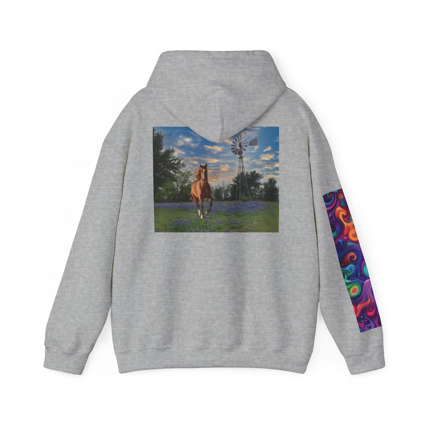 Sudadera con capucha unisex inspirada en Texas con diseño de mangas coloridas